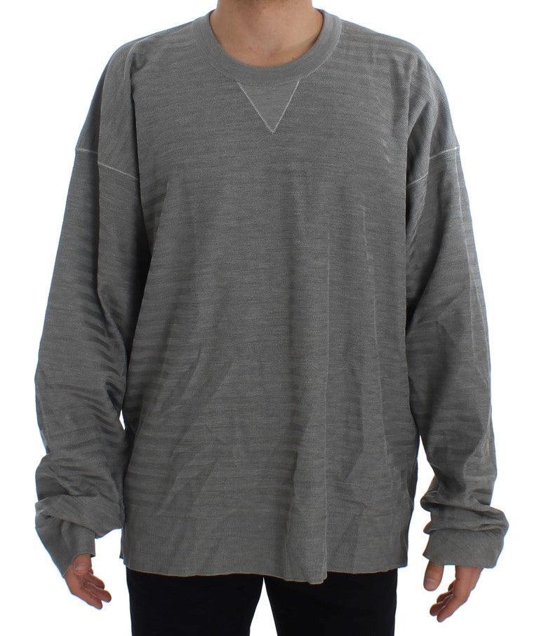 Dolce &amp; Gabbana Elegant Gray Silk Crewneck Pullover Sweater