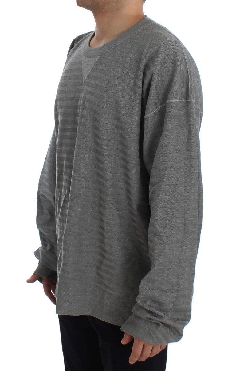 Dolce &amp; Gabbana Elegant Gray Silk Crewneck Pullover Sweater