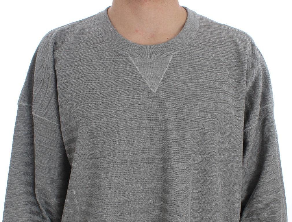 Dolce &amp; Gabbana Elegant Gray Silk Crewneck Pullover Sweater