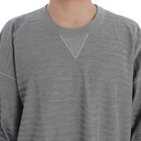 Dolce & Gabbana Elegant Gray Silk Crewneck Pullover Sweater