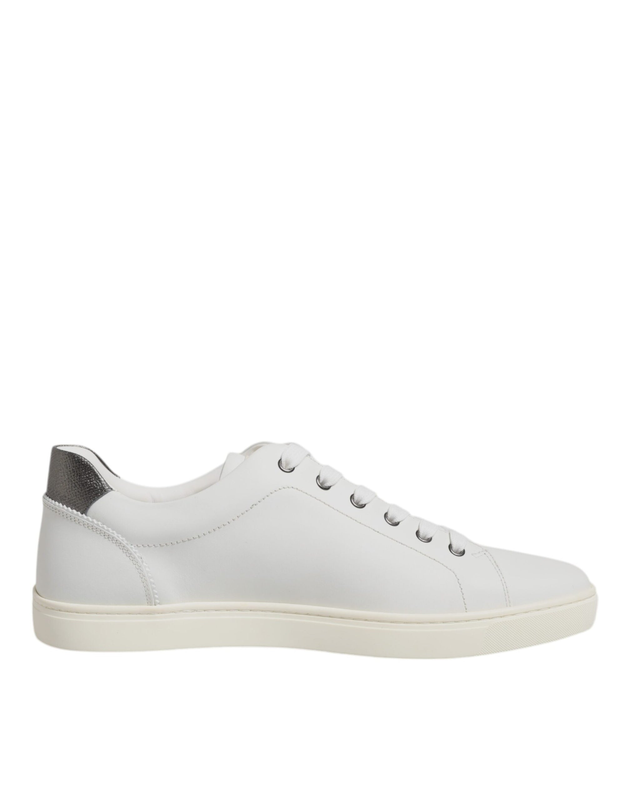 Dolce &amp; Gabbana White Leather Heart Embellished Sneakers Shoes