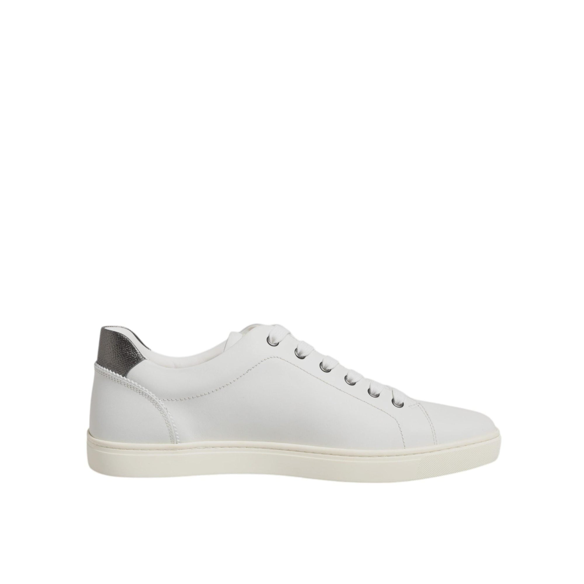 Dolce &amp; Gabbana White Leather Heart Embellished Sneakers Shoes