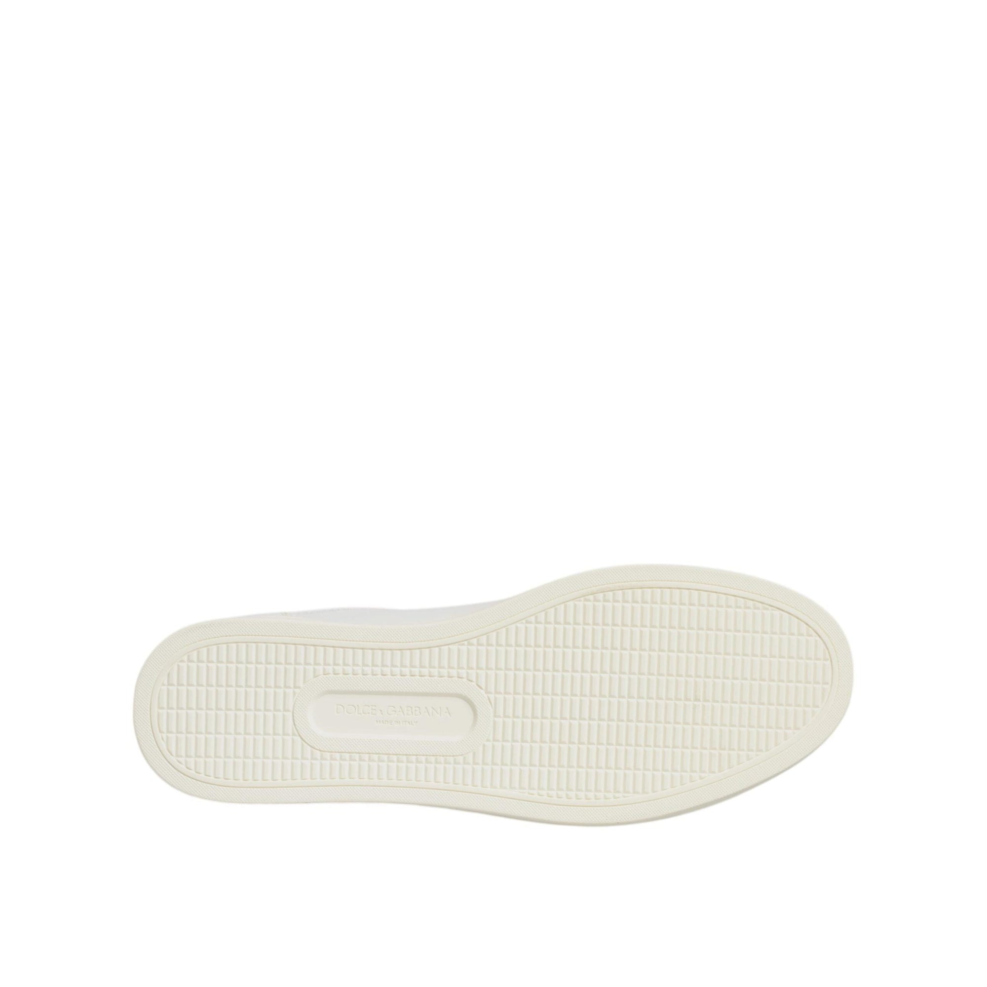 Dolce &amp; Gabbana White Leather Heart Embellished Sneakers Shoes