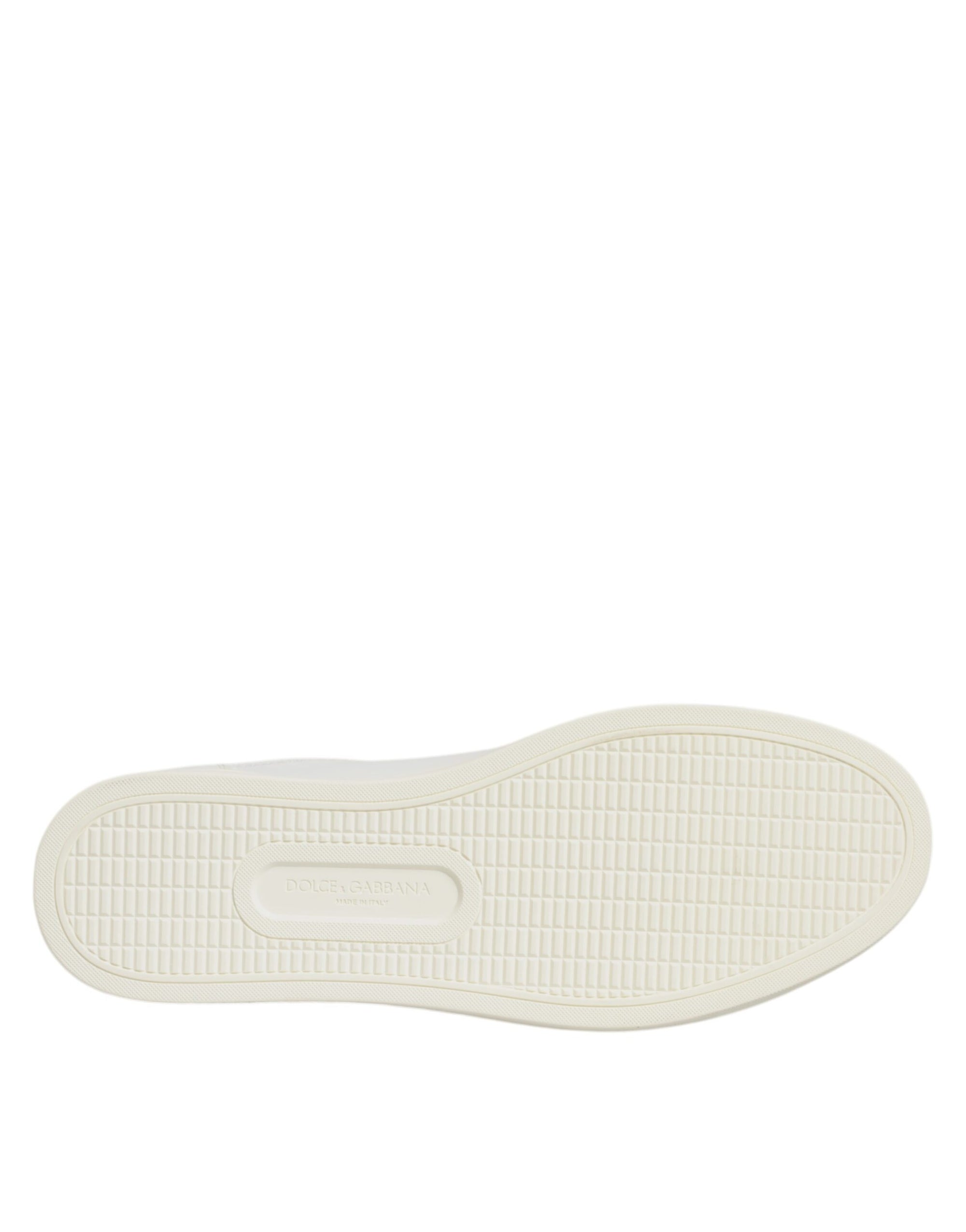 Dolce &amp; Gabbana White Leather Heart Embellished Sneakers Shoes