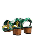 Dolce & Gabbana Green Crystal Fur Embellished Sandals Shoes