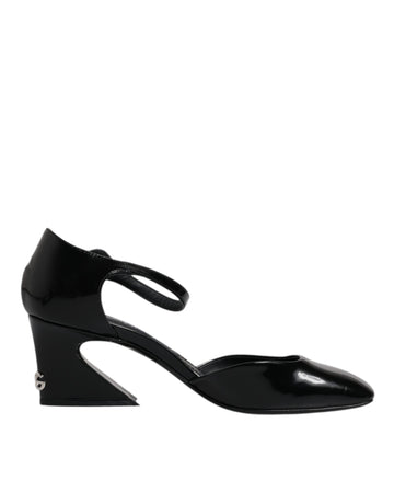 Dolce & Gabbana Black Leather Jackie Ankle Strap Sandals Shoes