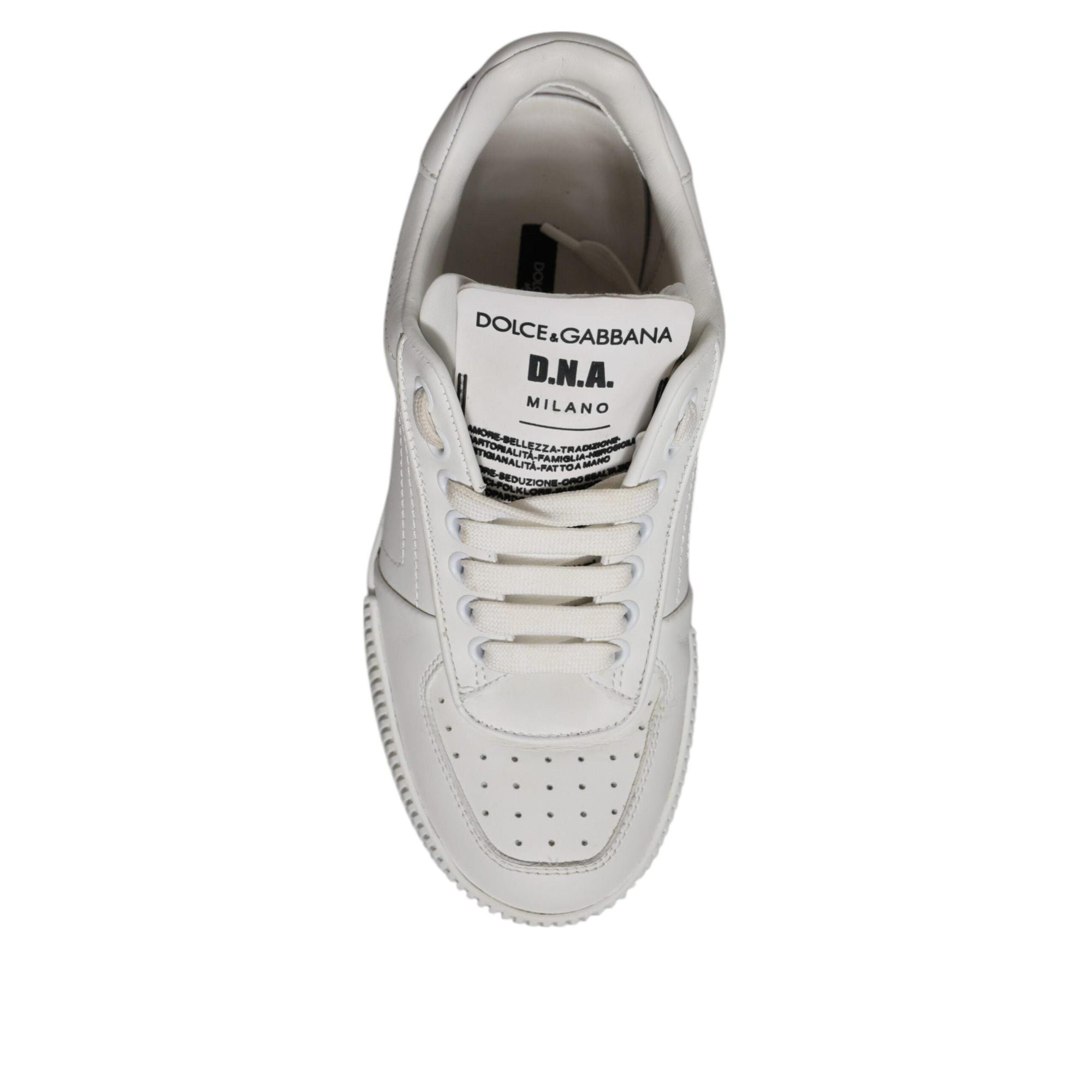 Dolce &amp; Gabbana White Miami Leather Low Top Sneakers Shoes