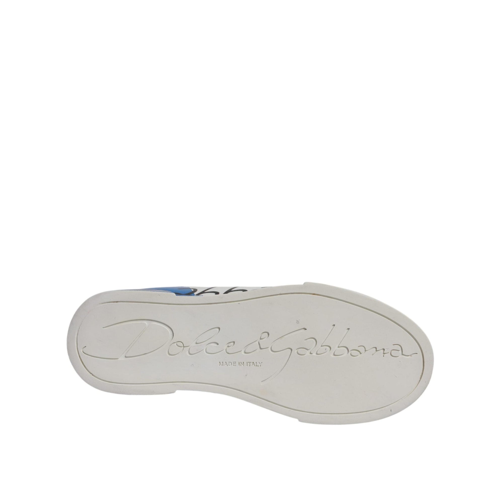 Dolce &amp; Gabbana White Blue Logo Portofino Sneakers Shoes
