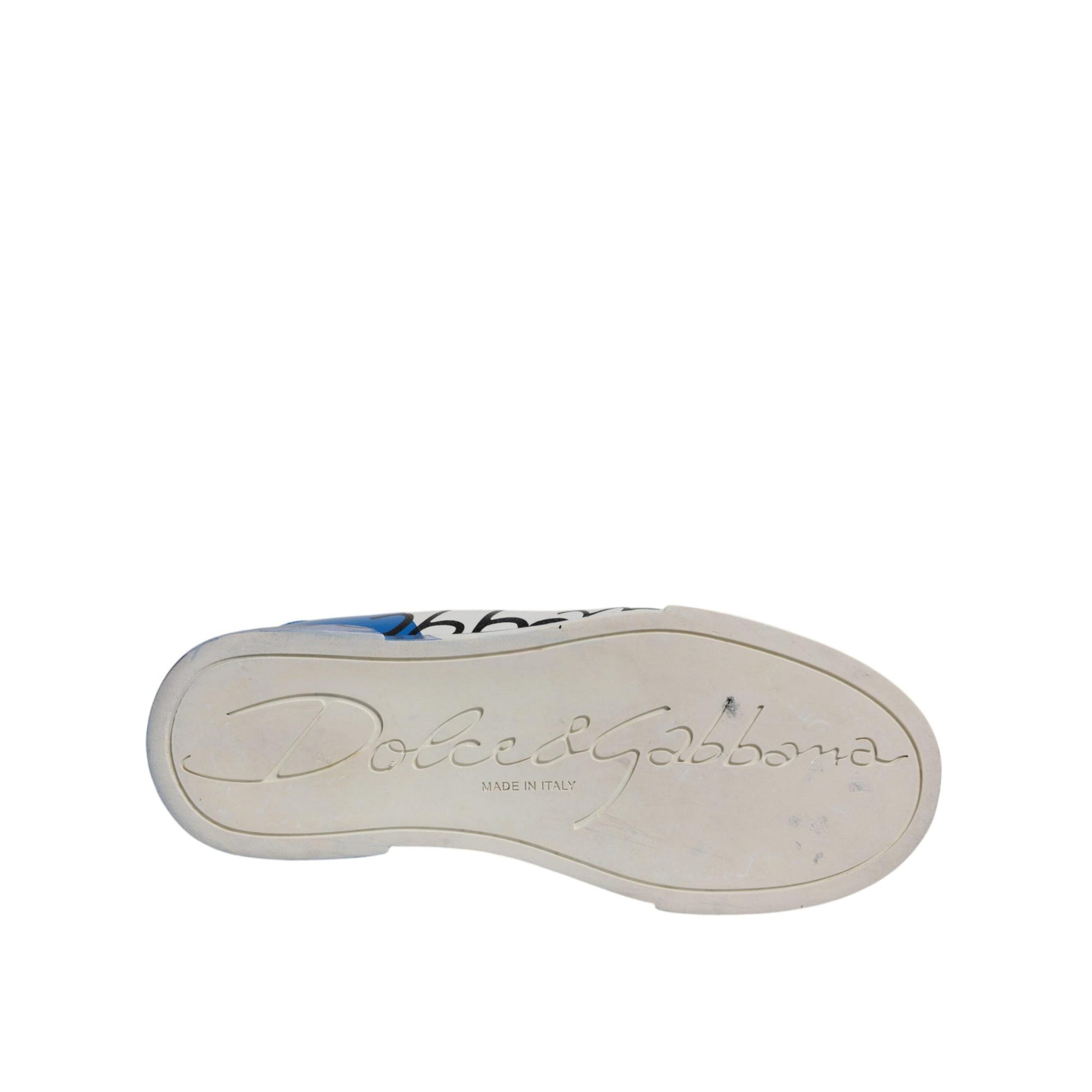 Dolce &amp; Gabbana White Blue Logo Portofino Sneakers Shoes