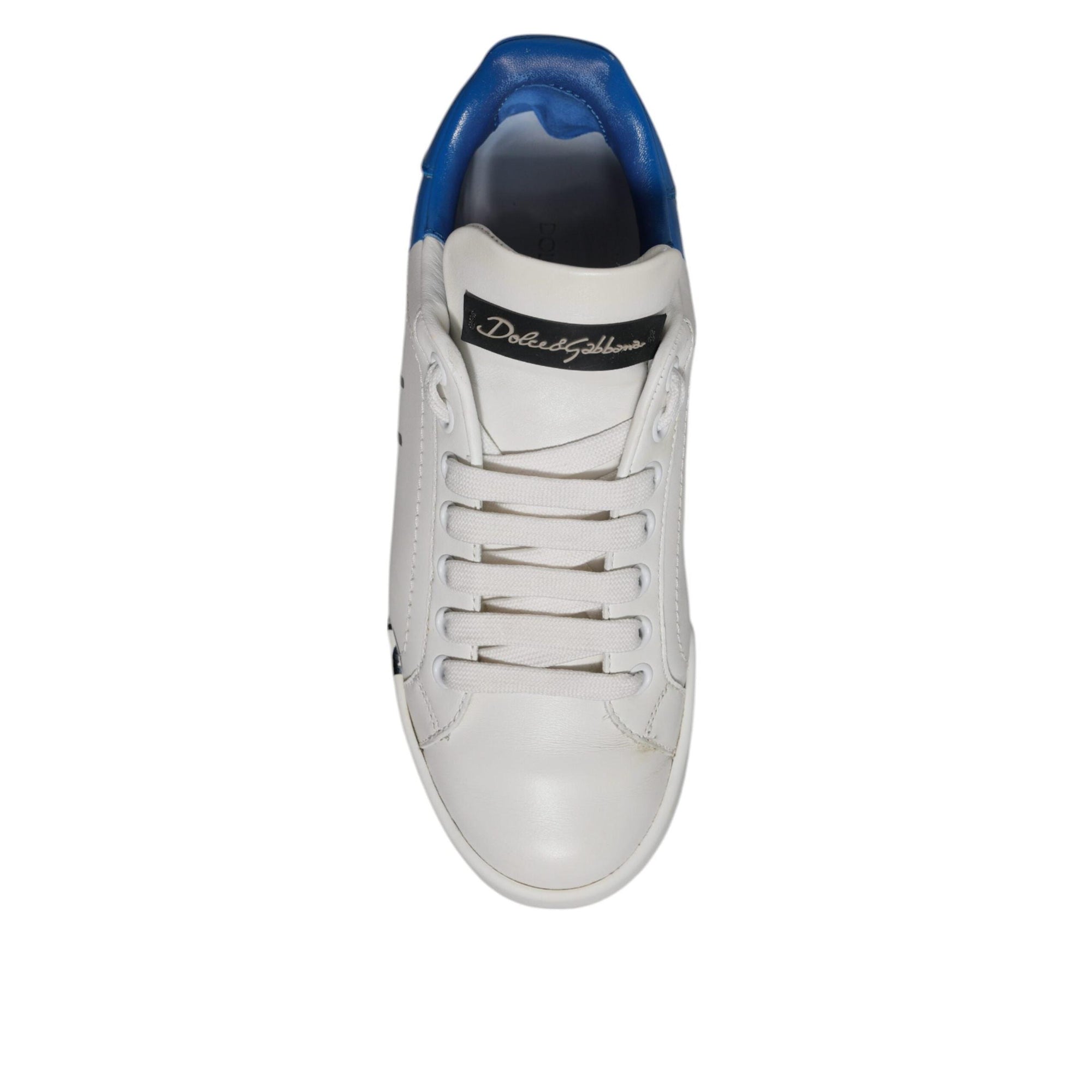 Dolce &amp; Gabbana White Blue Logo Portofino Sneakers Shoes