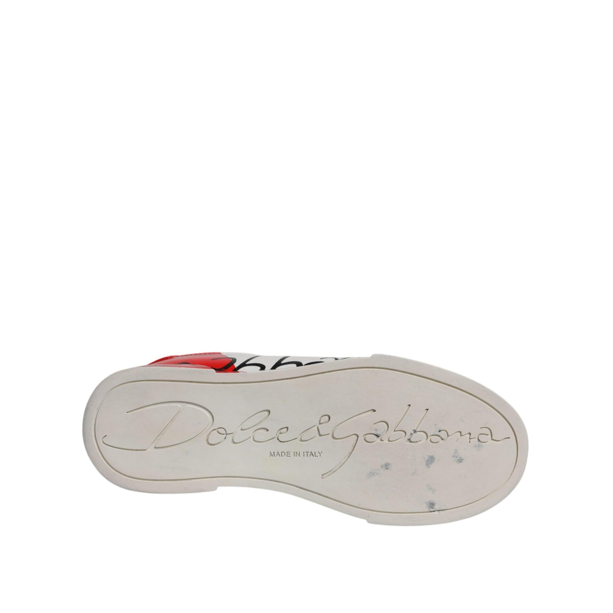 Dolce &amp; Gabbana White Red Logo Portofino Sneakers Shoes