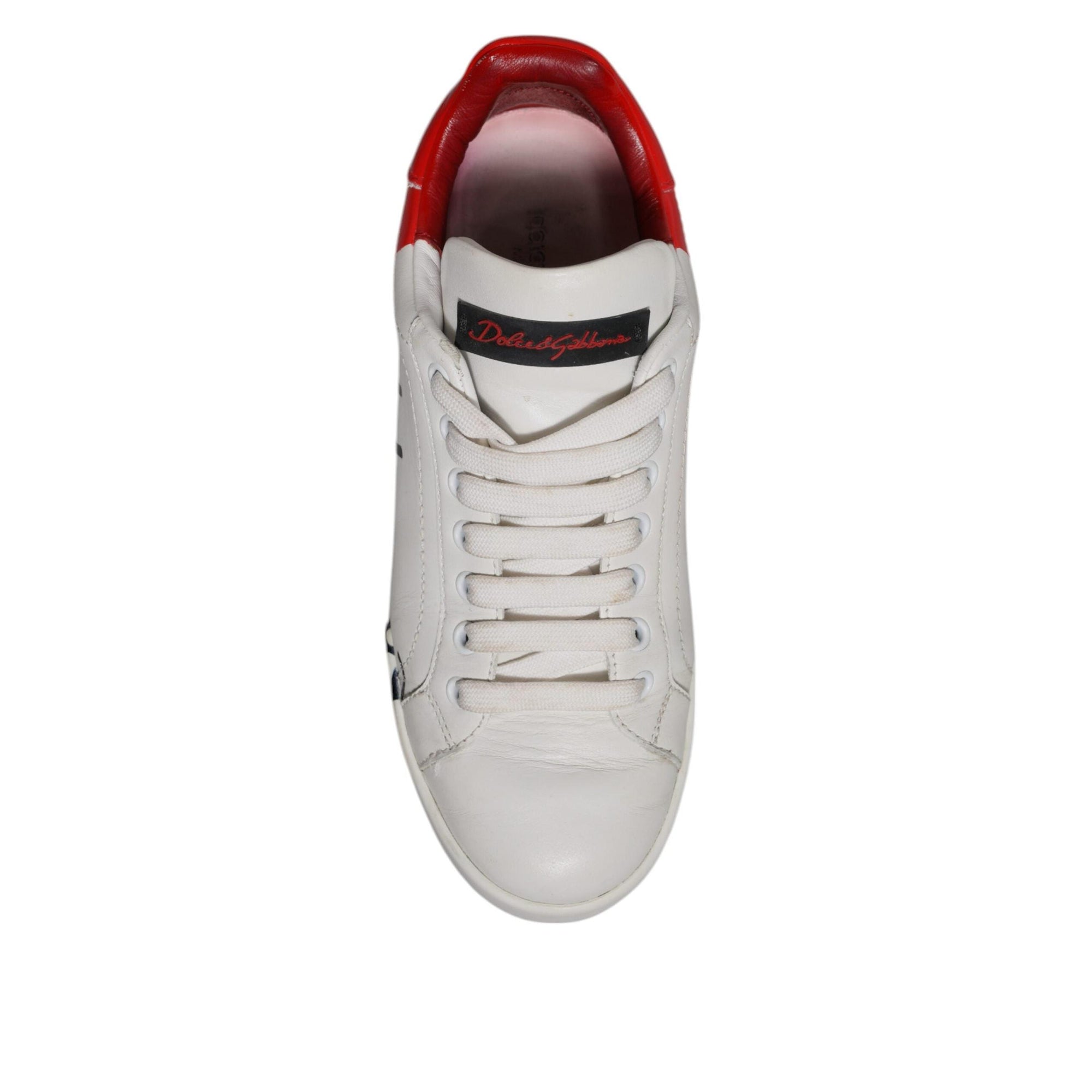 Dolce &amp; Gabbana White Red Logo Portofino Sneakers Shoes