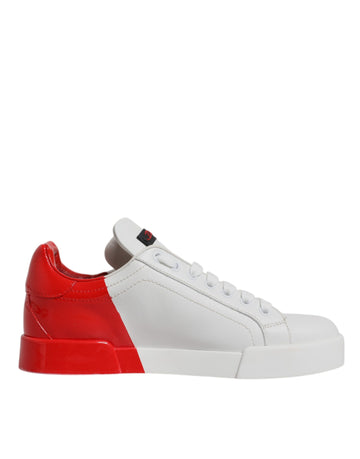 Dolce & Gabbana White Red Logo Portofino Sneakers Shoes