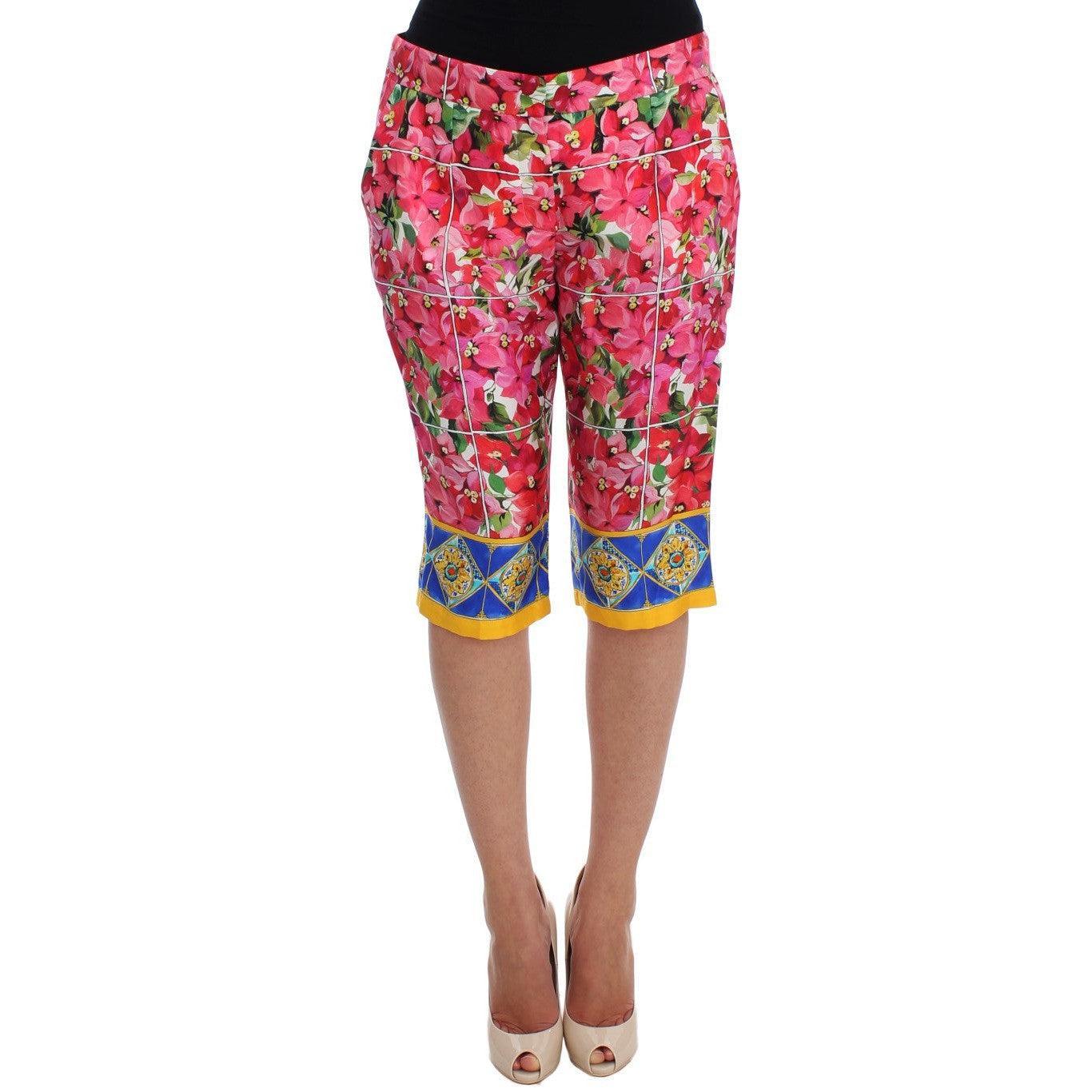 Dolce &amp; Gabbana Multicolor Floral Silk Capri Pants