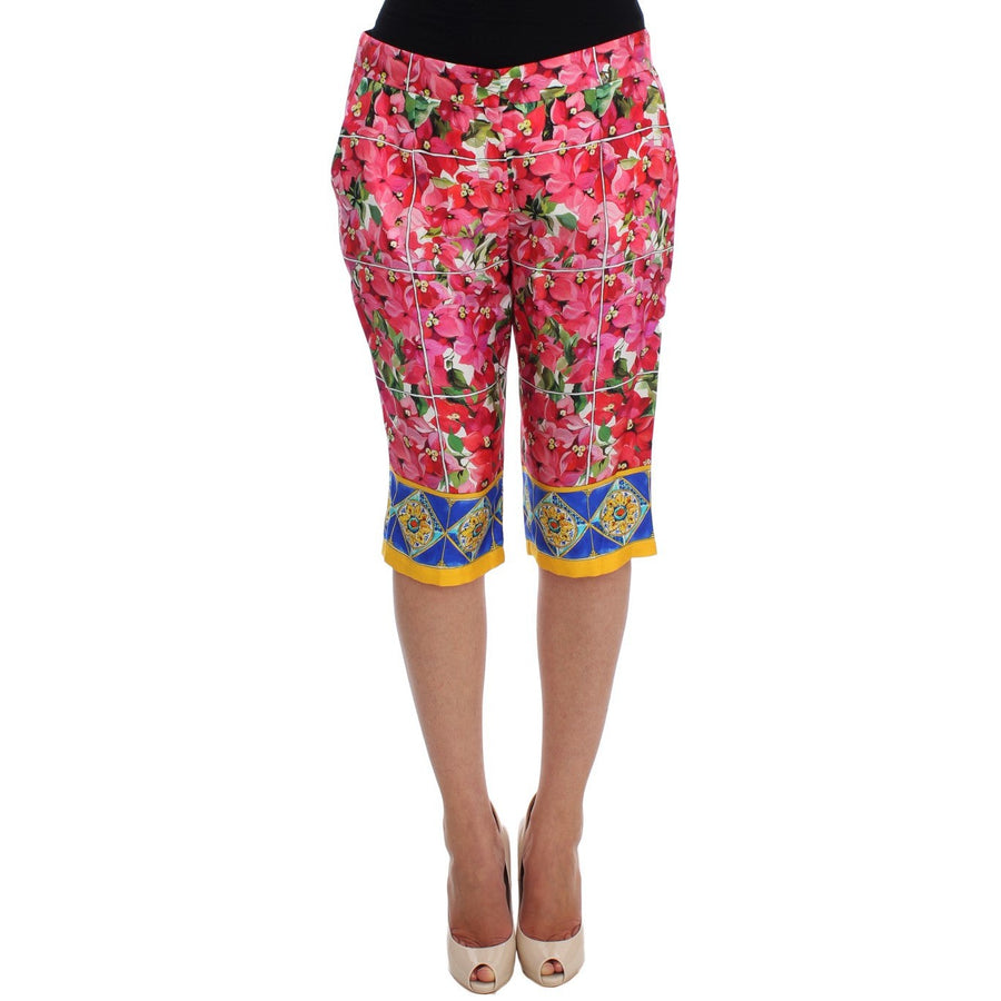 Dolce & Gabbana Multicolor Floral Silk Capri Pants