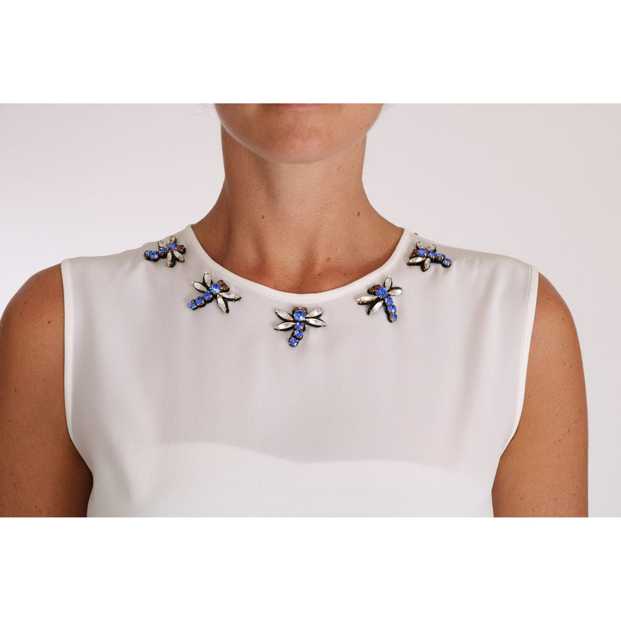 Dolce & Gabbana Elegant Embellished Sleeveless Silk Blouse