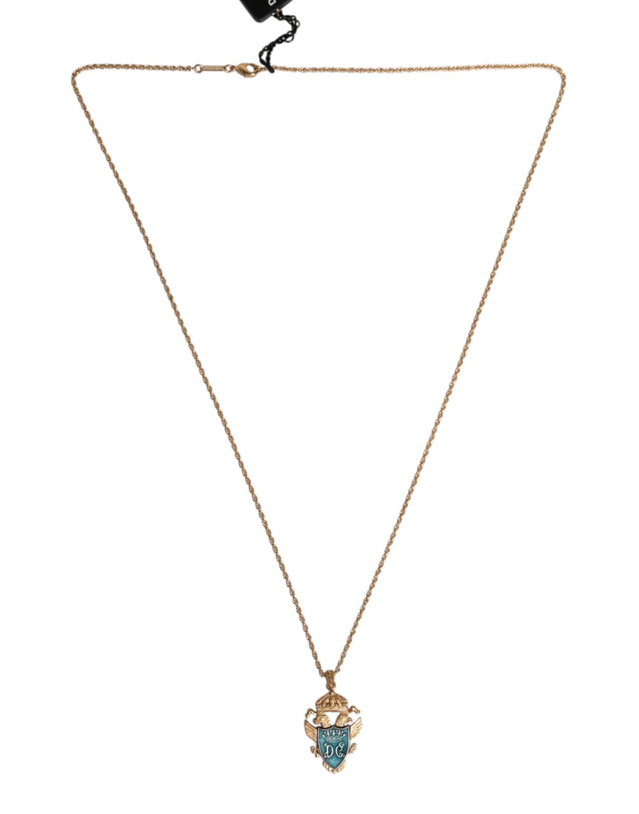 Dolce & Gabbana Gold Tone Chain Brass Statement Sicily Pendant Necklace
