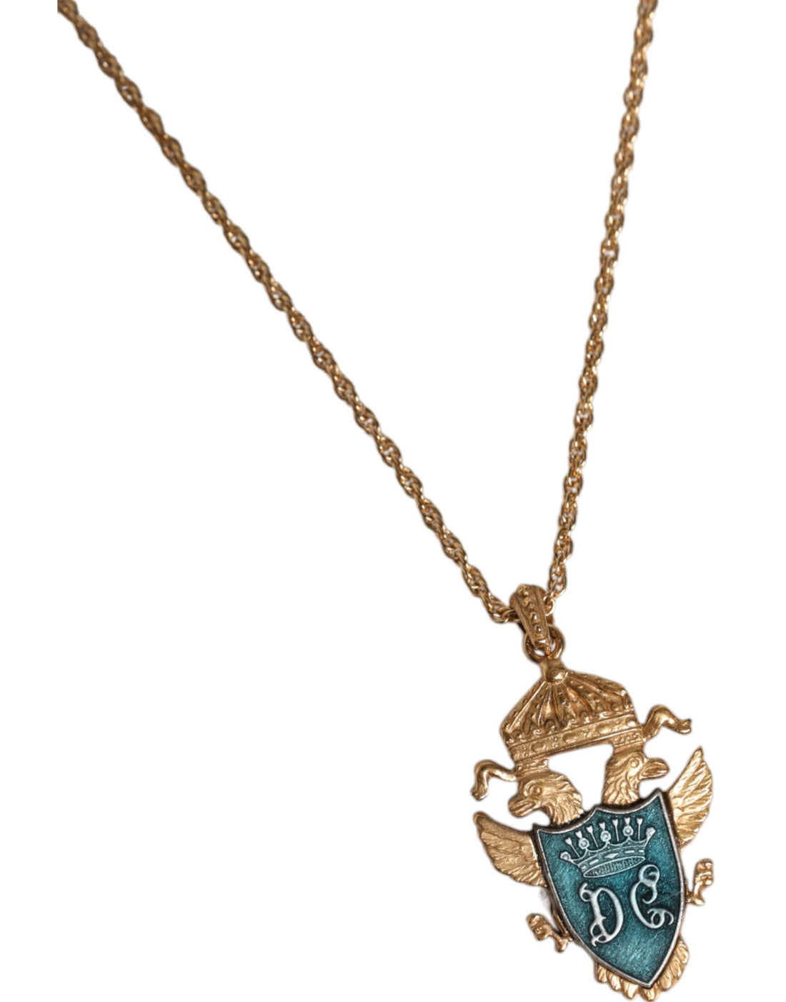 Dolce & Gabbana Gold Tone Chain Brass Statement Sicily Pendant Necklace