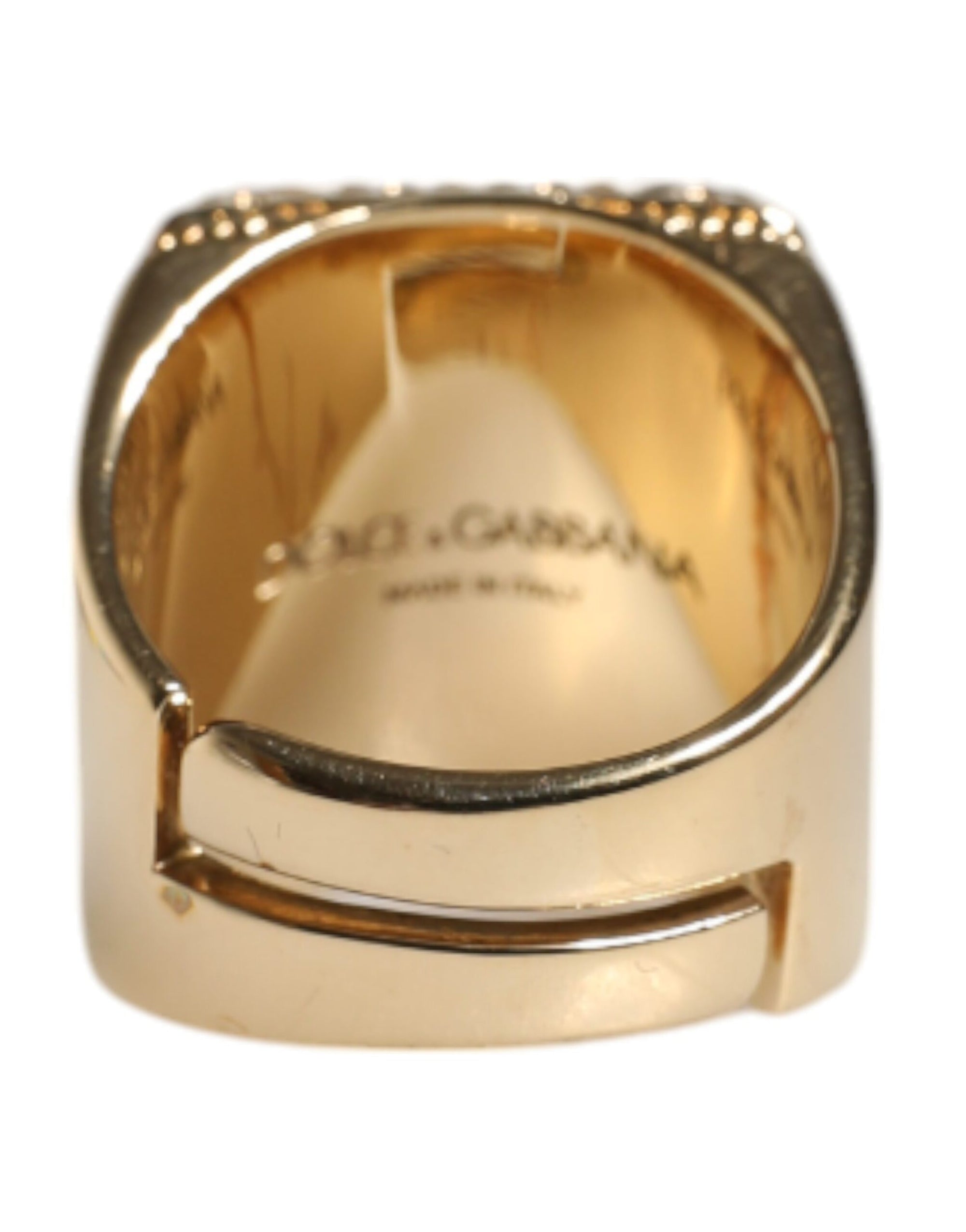 Dolce &amp; Gabbana Gold Tone Sterling Silver 925 DG Crown Adjustable Ring