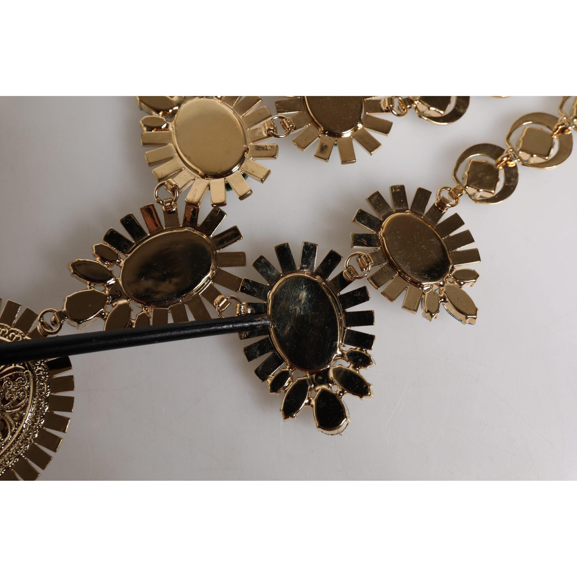 Dolce &amp; Gabbana Gold Brass Pietre Oval Crystal Embellished Necklace