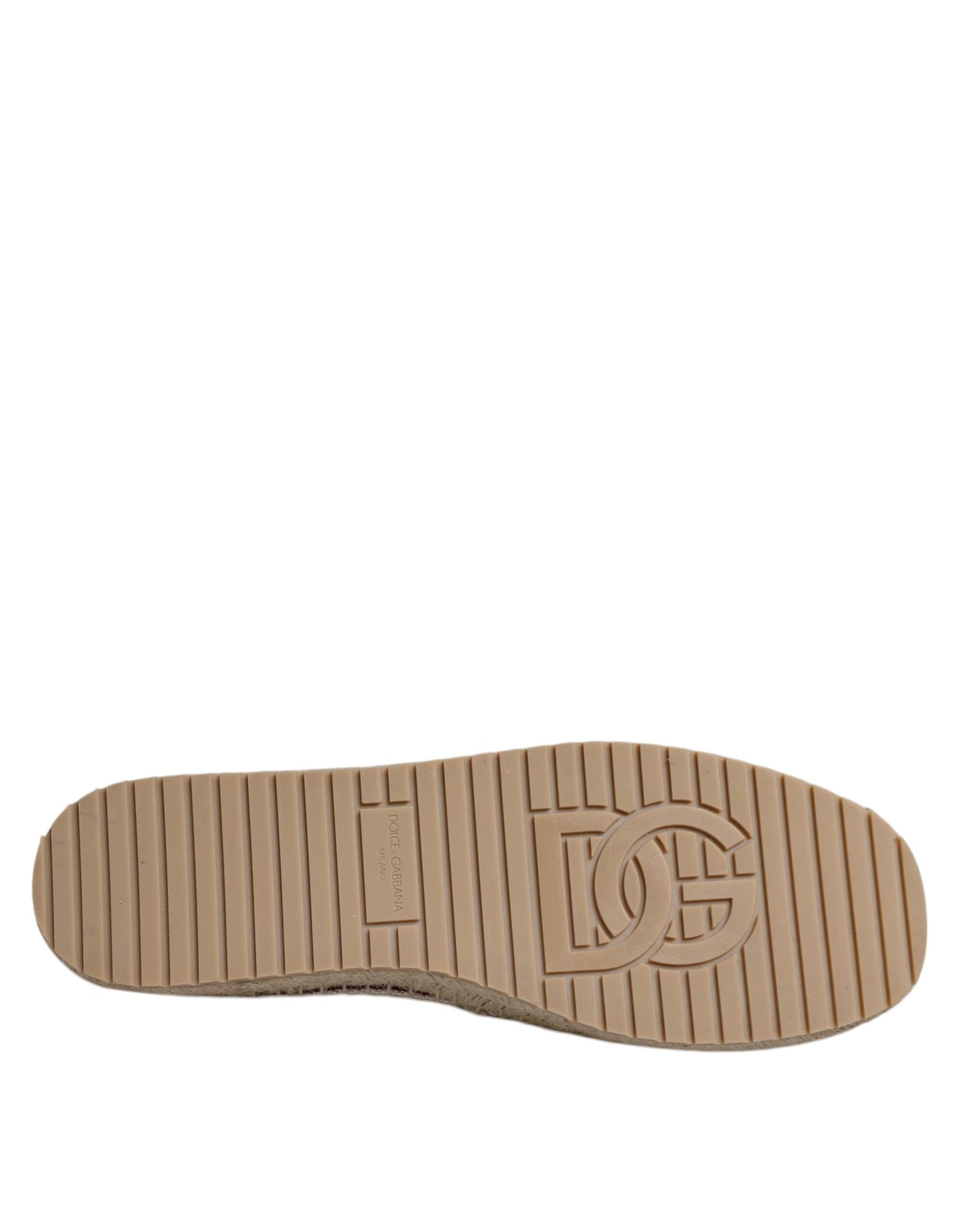 Dolce &amp; Gabbana Beige Canvas Embroidered Slip On Espadrilles Shoes