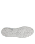 Dolce & Gabbana White Blue Leather Logo Low Top Sneakers Shoes