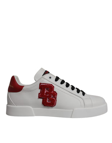 Dolce & Gabbana White Leather DG Logo Low Top Sneakers Shoes