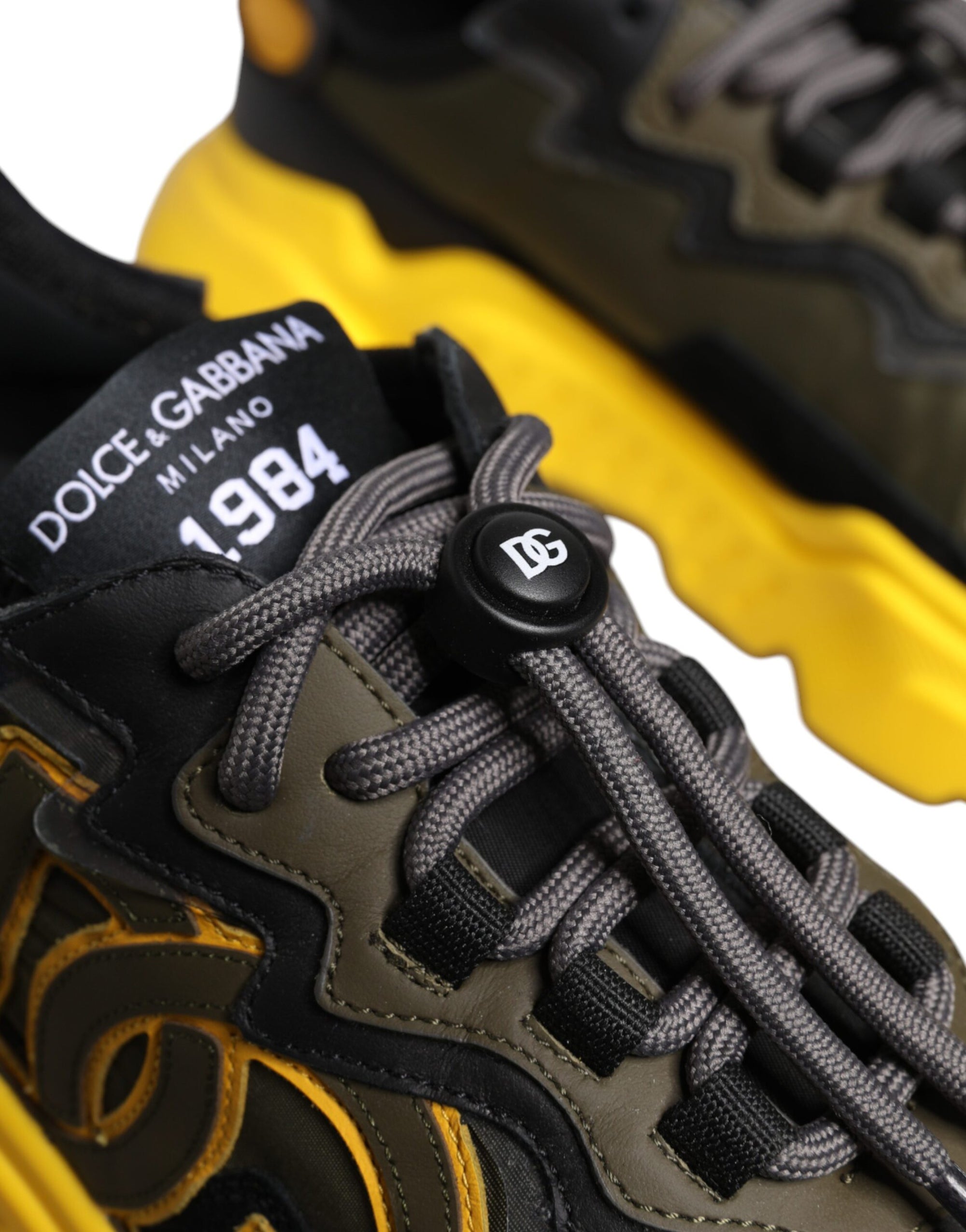Dolce &amp; Gabbana Yellow Black Daymaster Low Top Sneaker Shoes