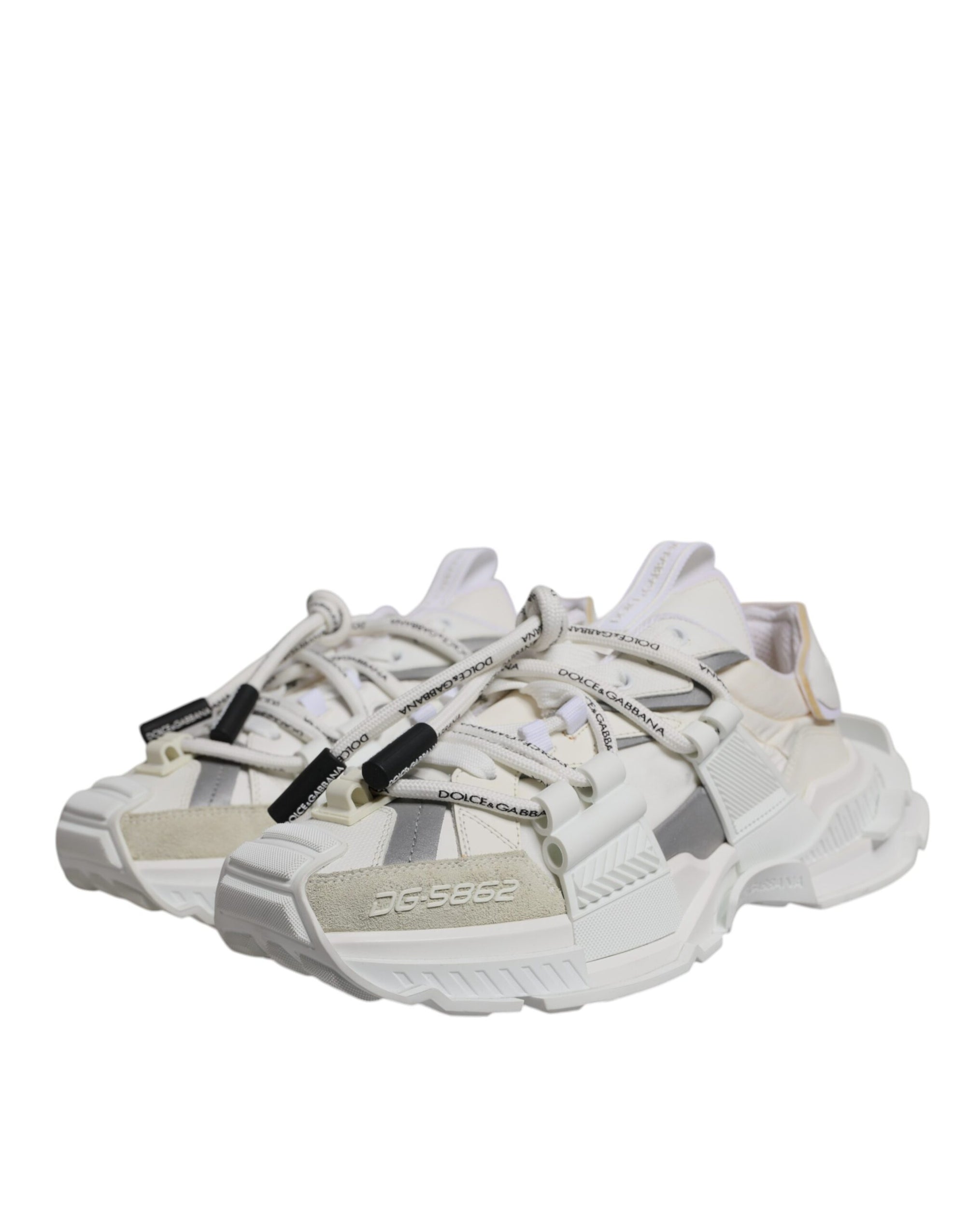 Dolce &amp; Gabbana White Nylon Low Top Space Sneakers Shoes