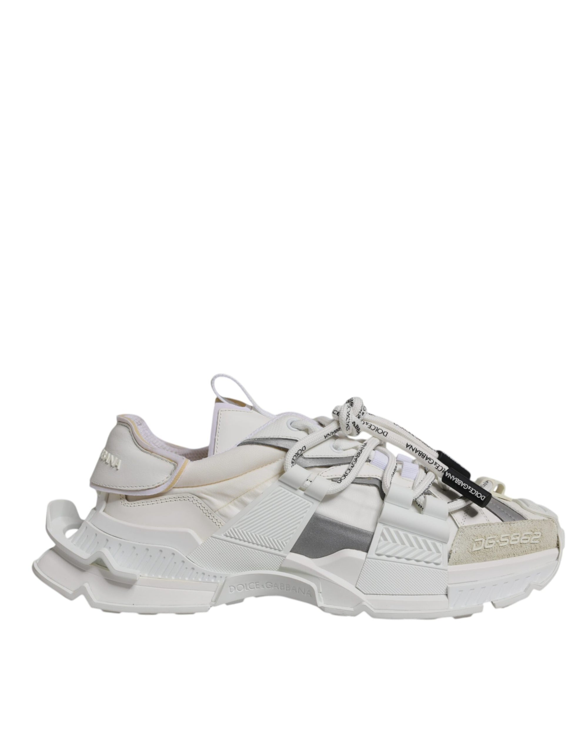 Dolce &amp; Gabbana White Nylon Low Top Space Sneakers Shoes