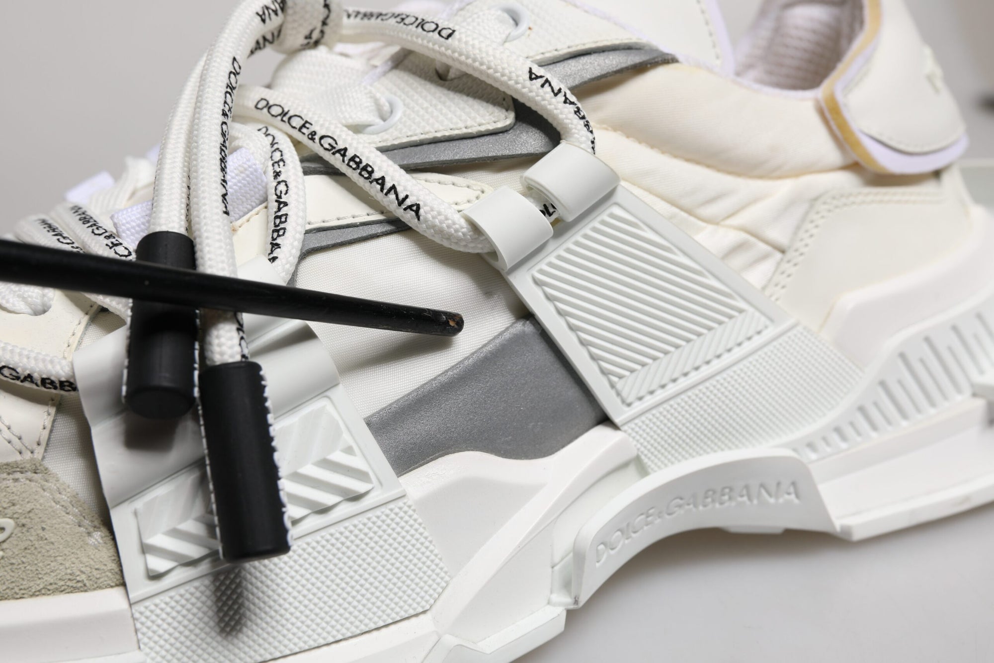 Dolce &amp; Gabbana White Nylon Low Top Space Sneakers Shoes