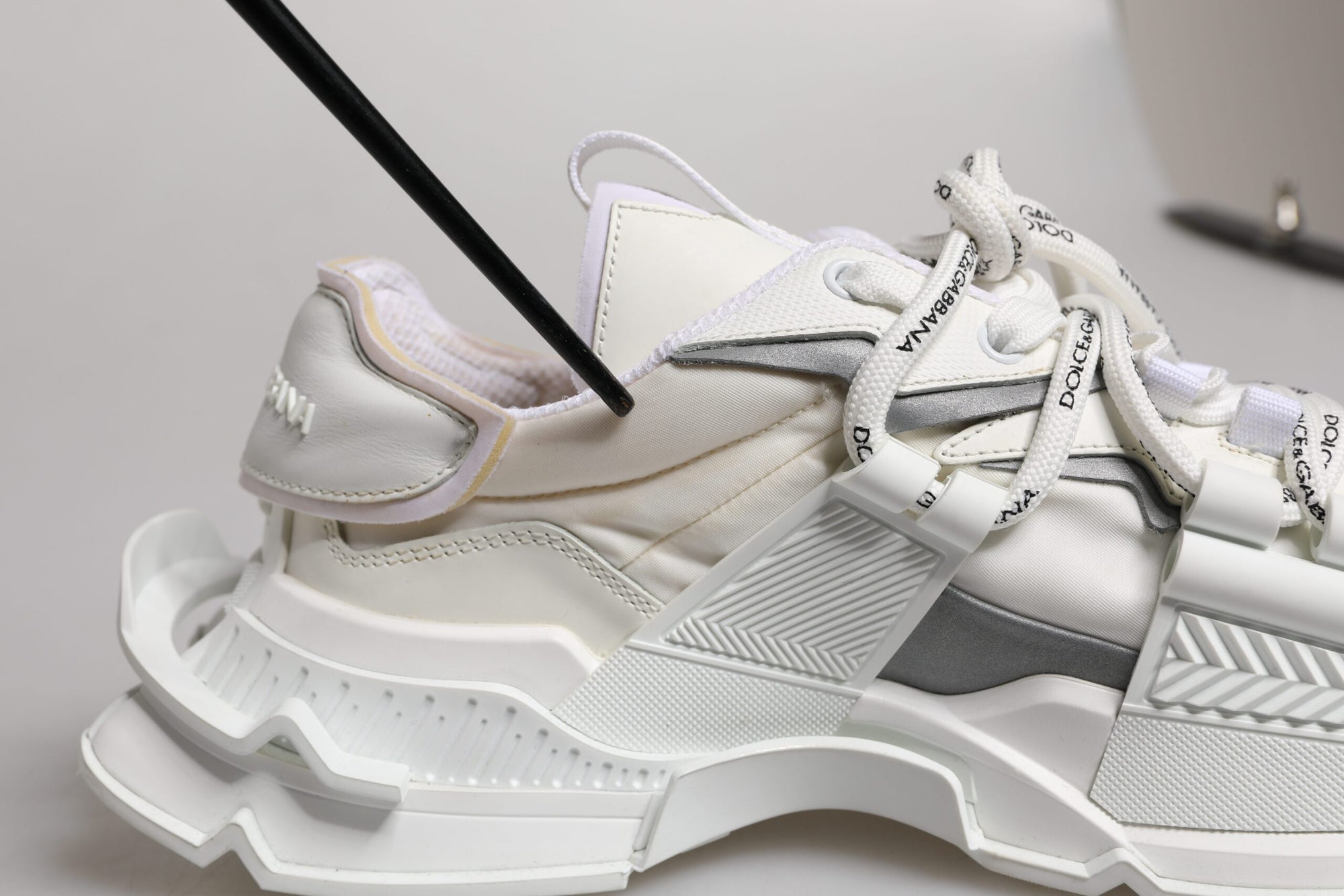 Dolce &amp; Gabbana White Nylon Low Top Space Sneakers Shoes