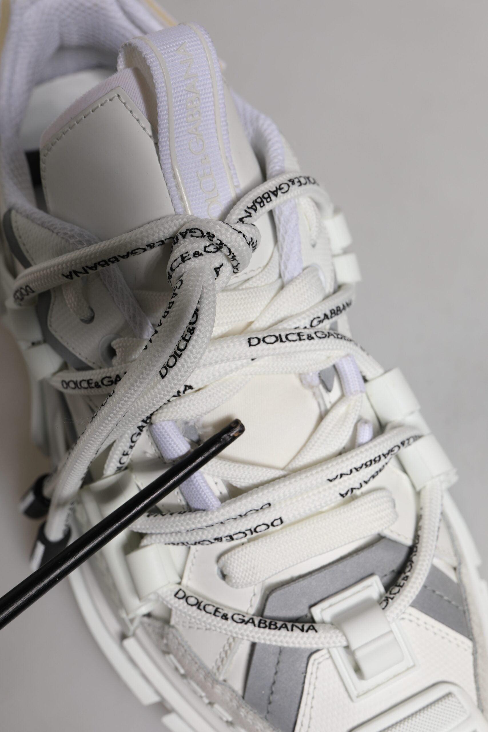 Dolce &amp; Gabbana White Nylon Low Top Space Men Sneakers Shoes