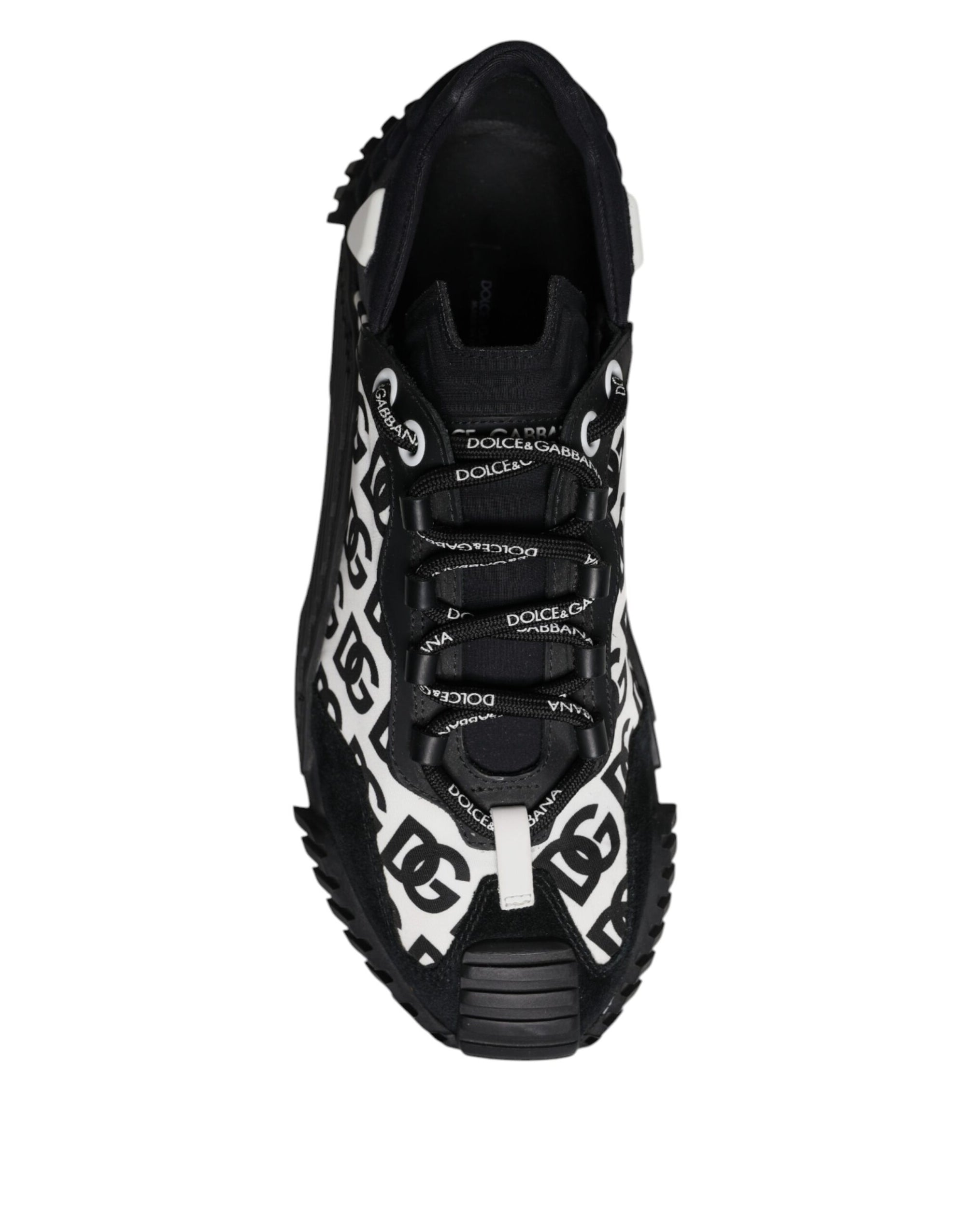 Dolce &amp; Gabbana Black Logo Lace Up Low Top NS1 Sneakers Shoes