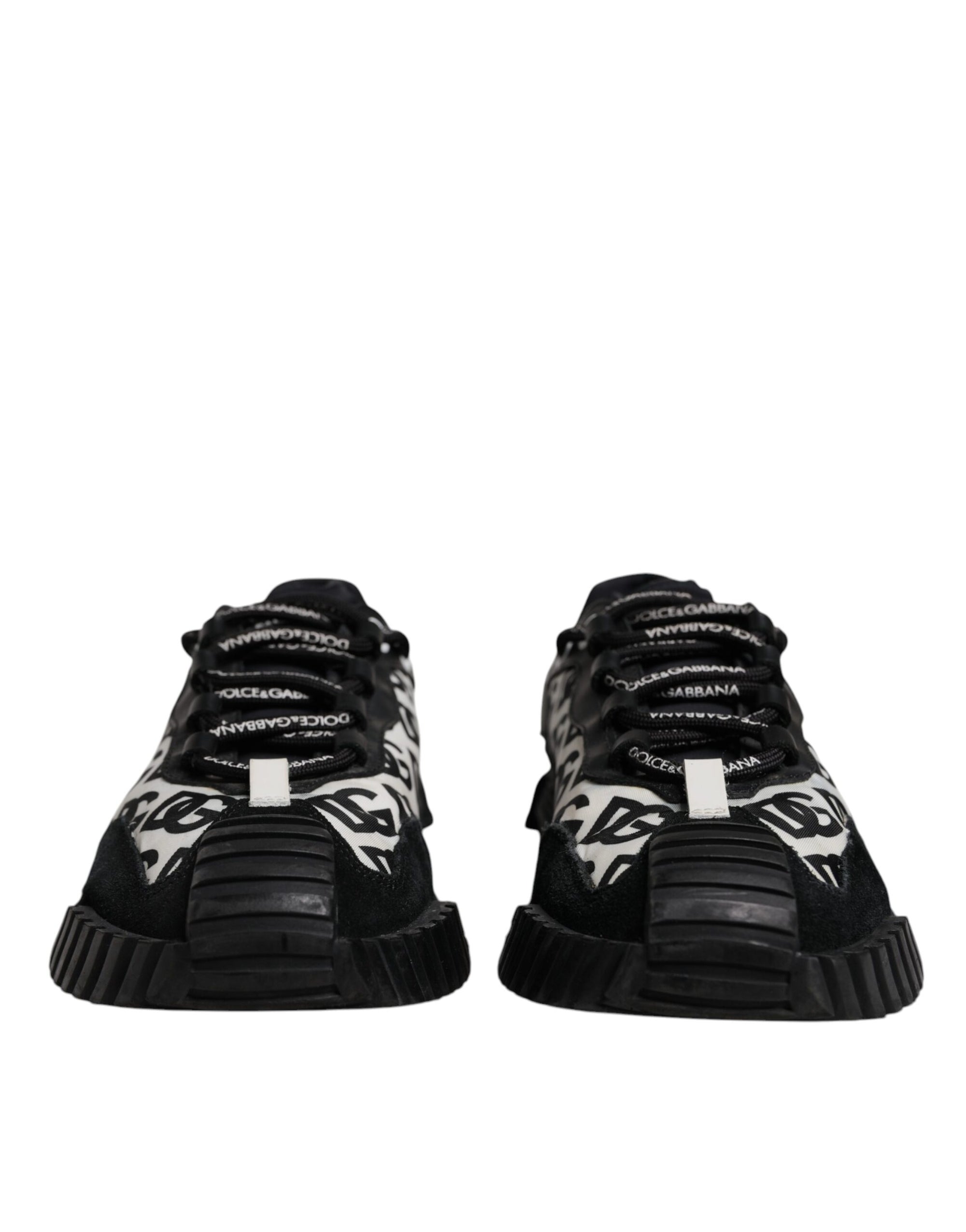 Dolce &amp; Gabbana Black Logo Lace Up Low Top NS1 Sneakers Shoes