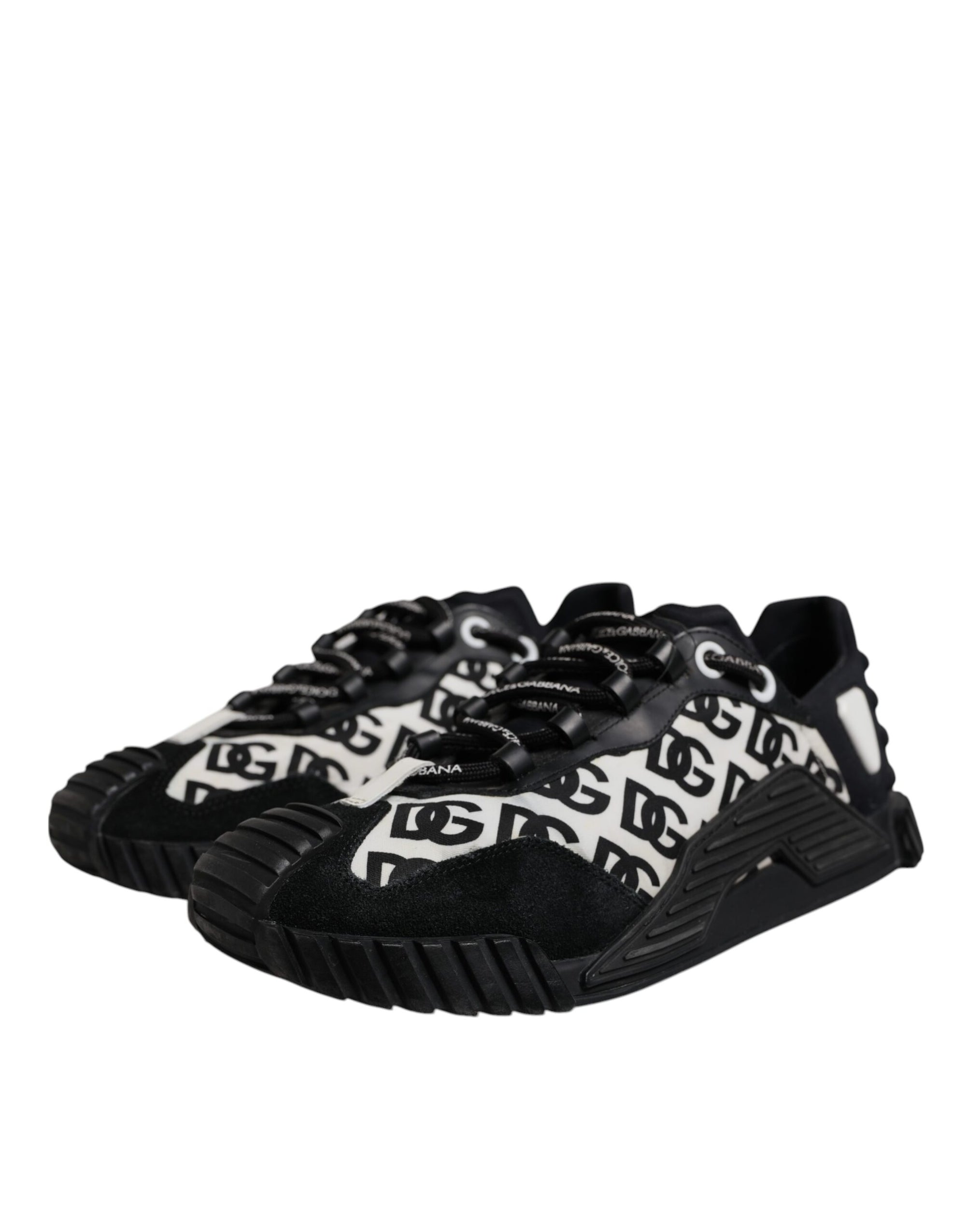 Dolce &amp; Gabbana Black Logo Lace Up Low Top NS1 Sneakers Shoes