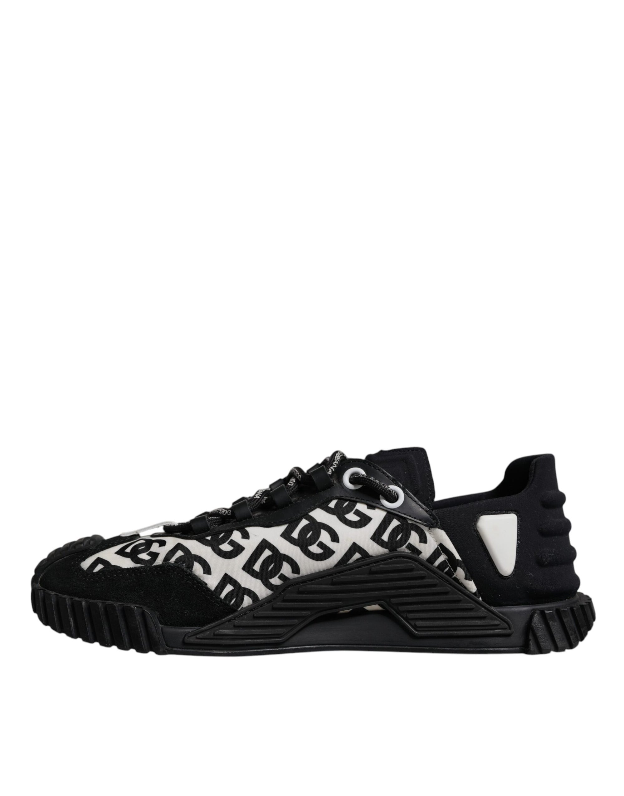 Dolce &amp; Gabbana Black Logo Lace Up Low Top NS1 Sneakers Shoes