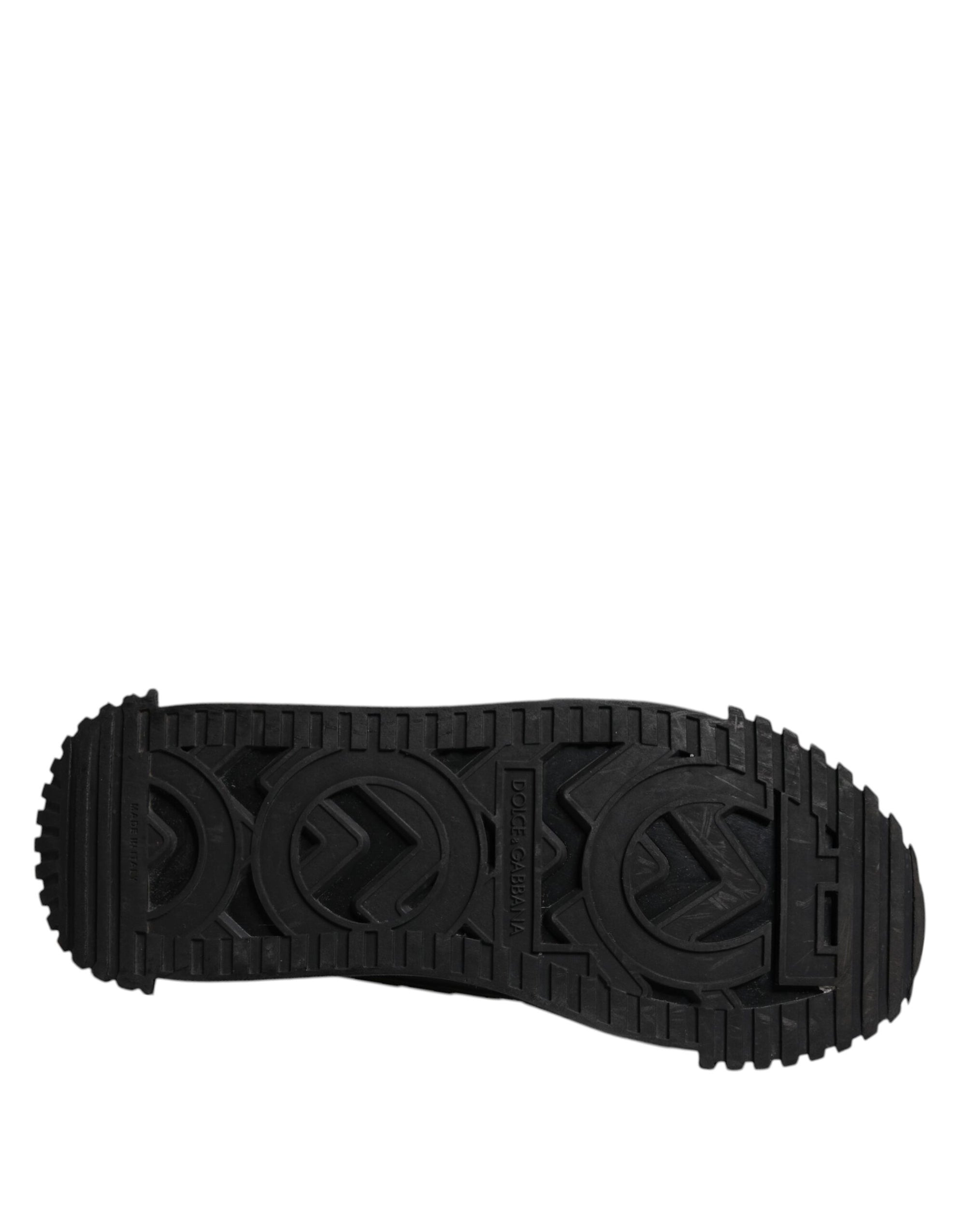 Dolce &amp; Gabbana Black Logo Lace Up Low Top NS1 Sneakers Shoes