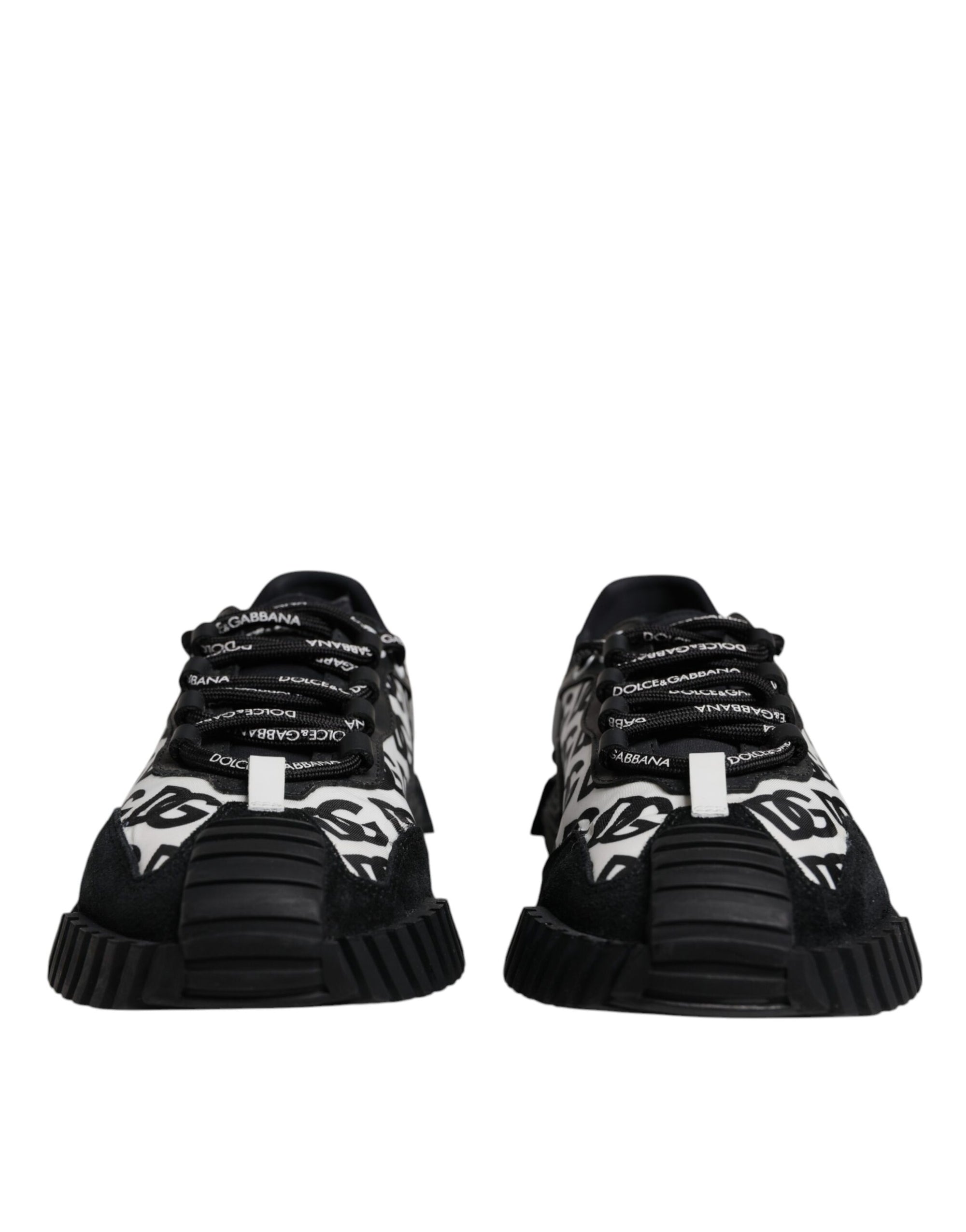 Dolce &amp; Gabbana Black Logo Lace Up Low Top NS1 Sneakers Shoes