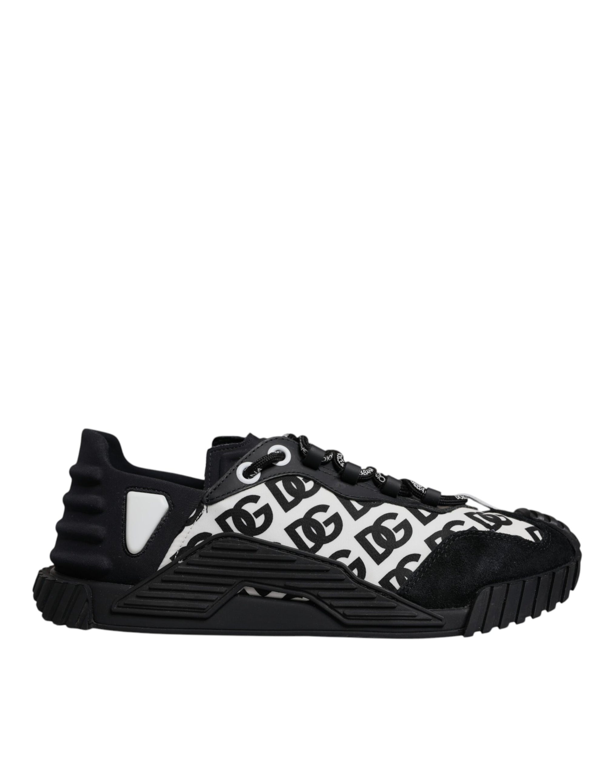Dolce &amp; Gabbana Black Logo Lace Up Low Top NS1 Sneakers Shoes