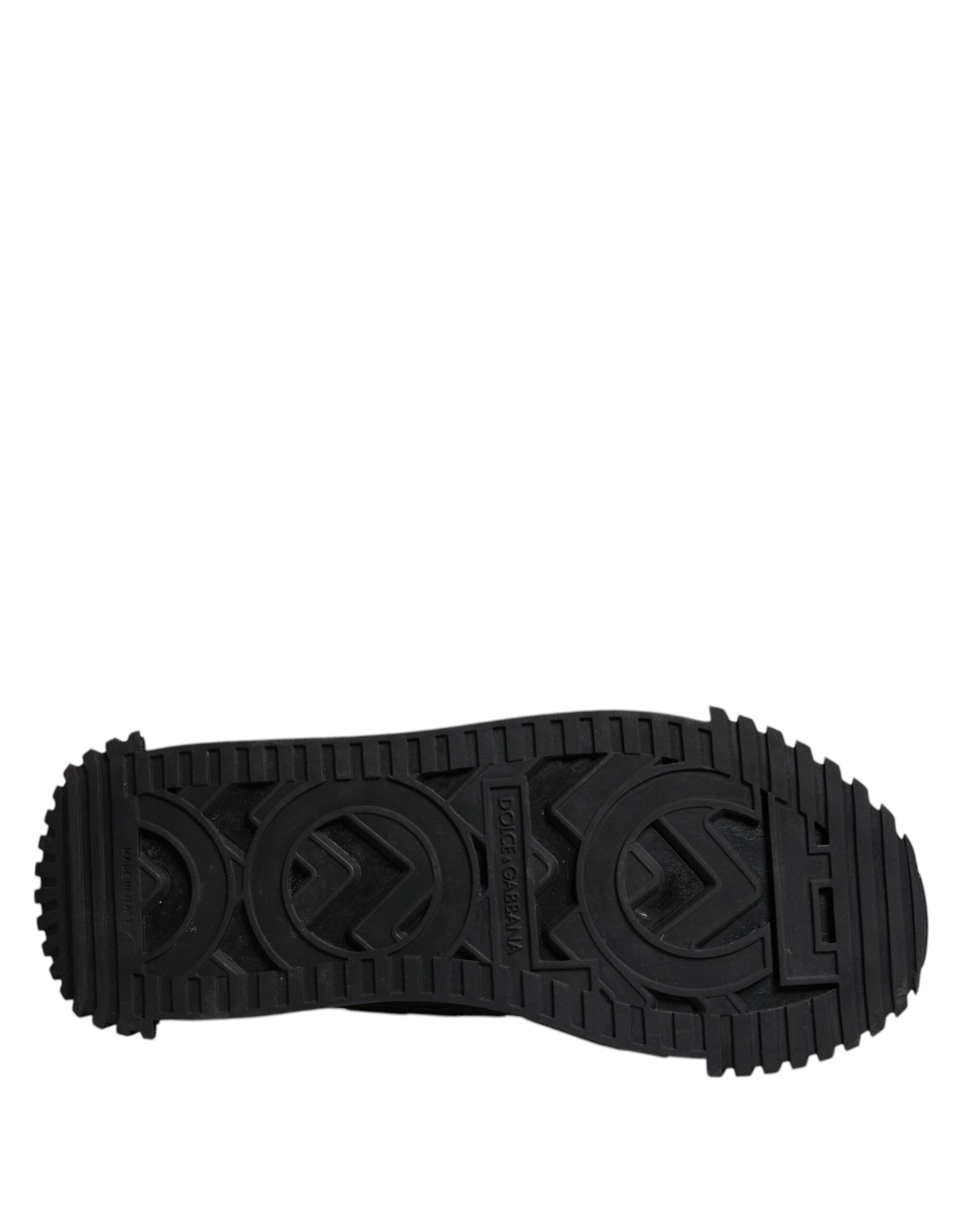 Dolce &amp; Gabbana Black Logo Lace Up Low Top NS1 Sneakers Shoes