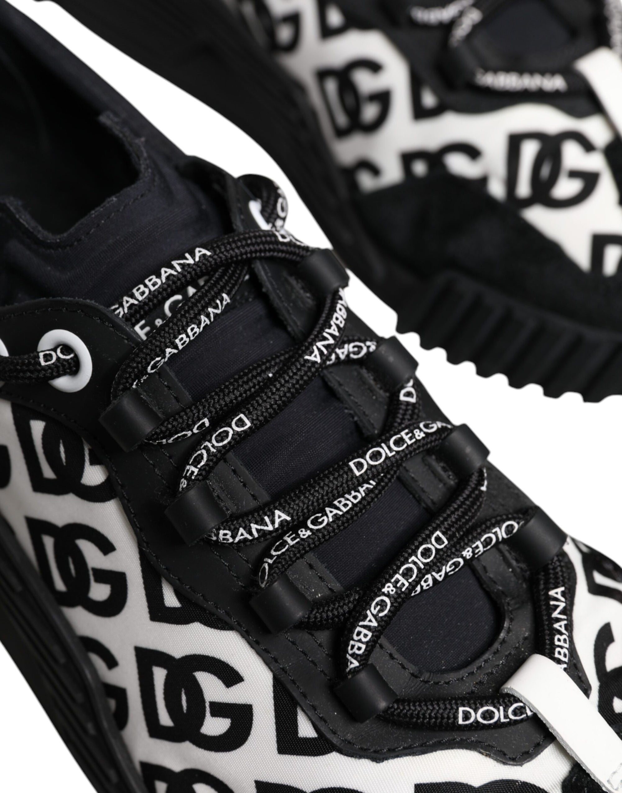 Dolce &amp; Gabbana Black Logo Lace Up Low Top NS1 Sneakers Shoes