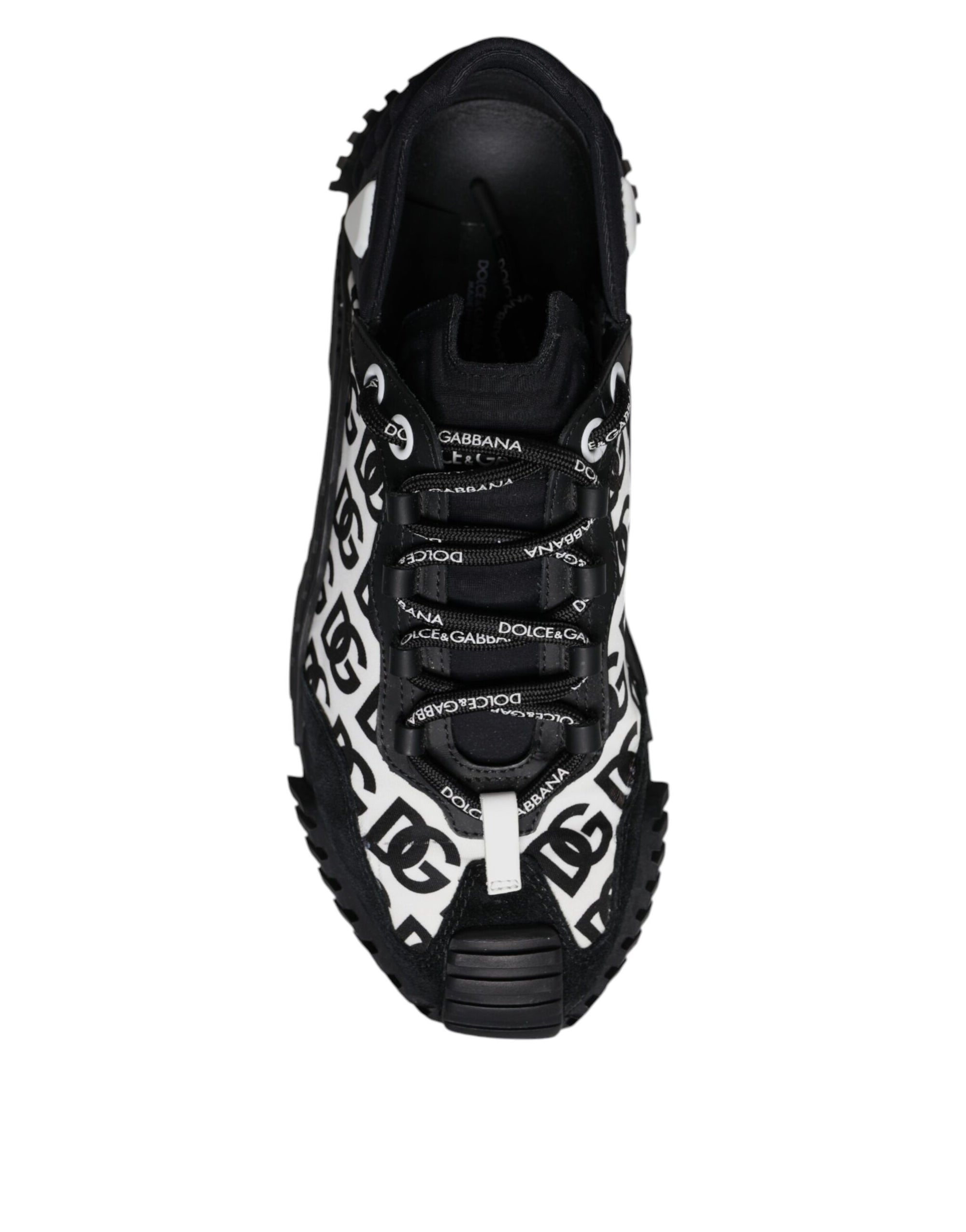 Dolce &amp; Gabbana Black Logo Lace Up Low Top NS1 Sneakers Shoes