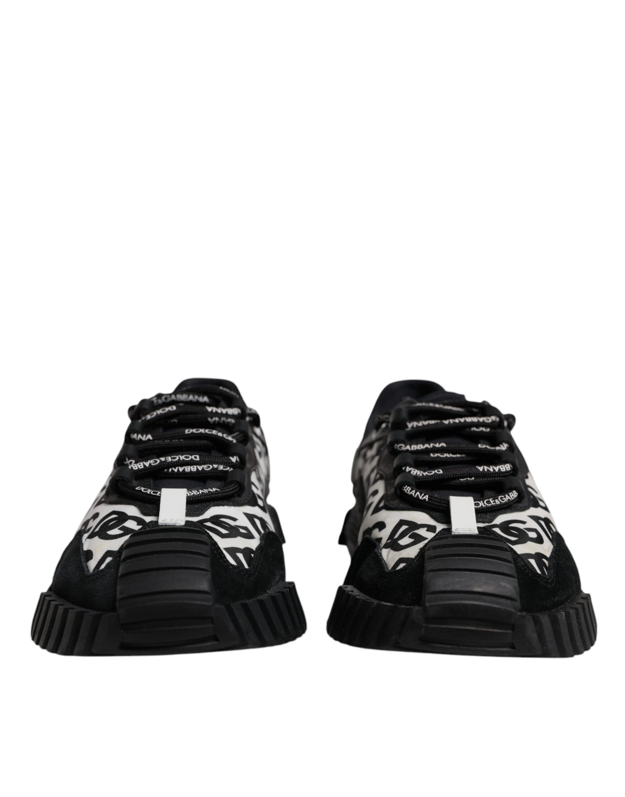 Dolce &amp; Gabbana Black Logo Lace Up Low Top NS1 Sneakers Shoes