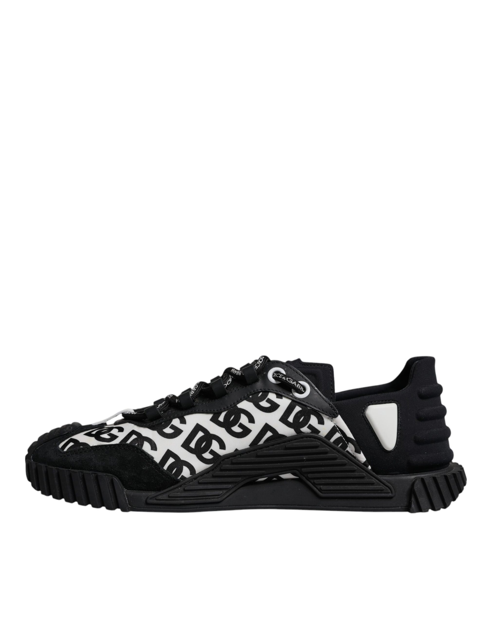 Dolce &amp; Gabbana Black Logo Lace Up Low Top NS1 Sneakers Shoes