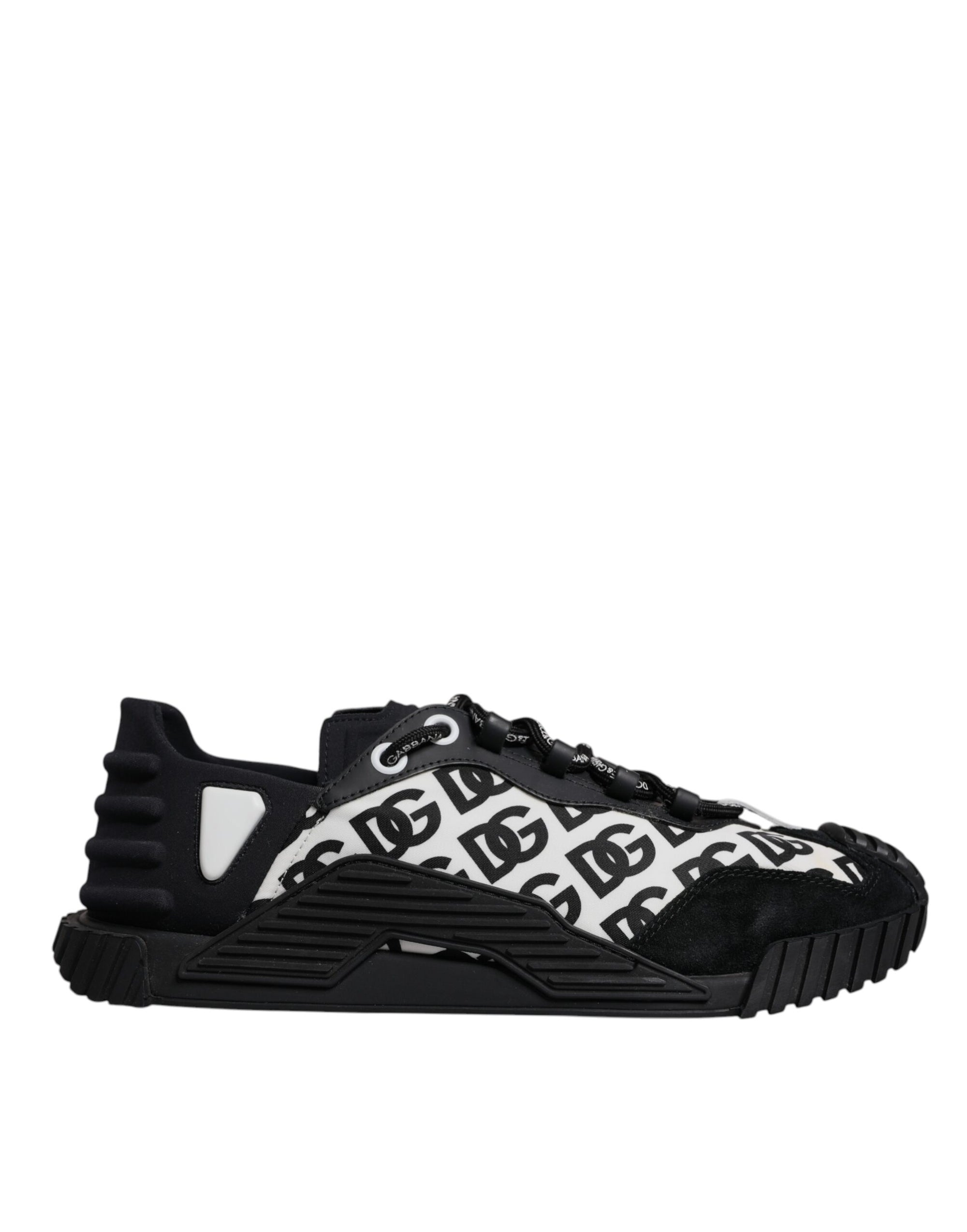 Dolce &amp; Gabbana Black Logo Lace Up Low Top NS1 Sneakers Shoes