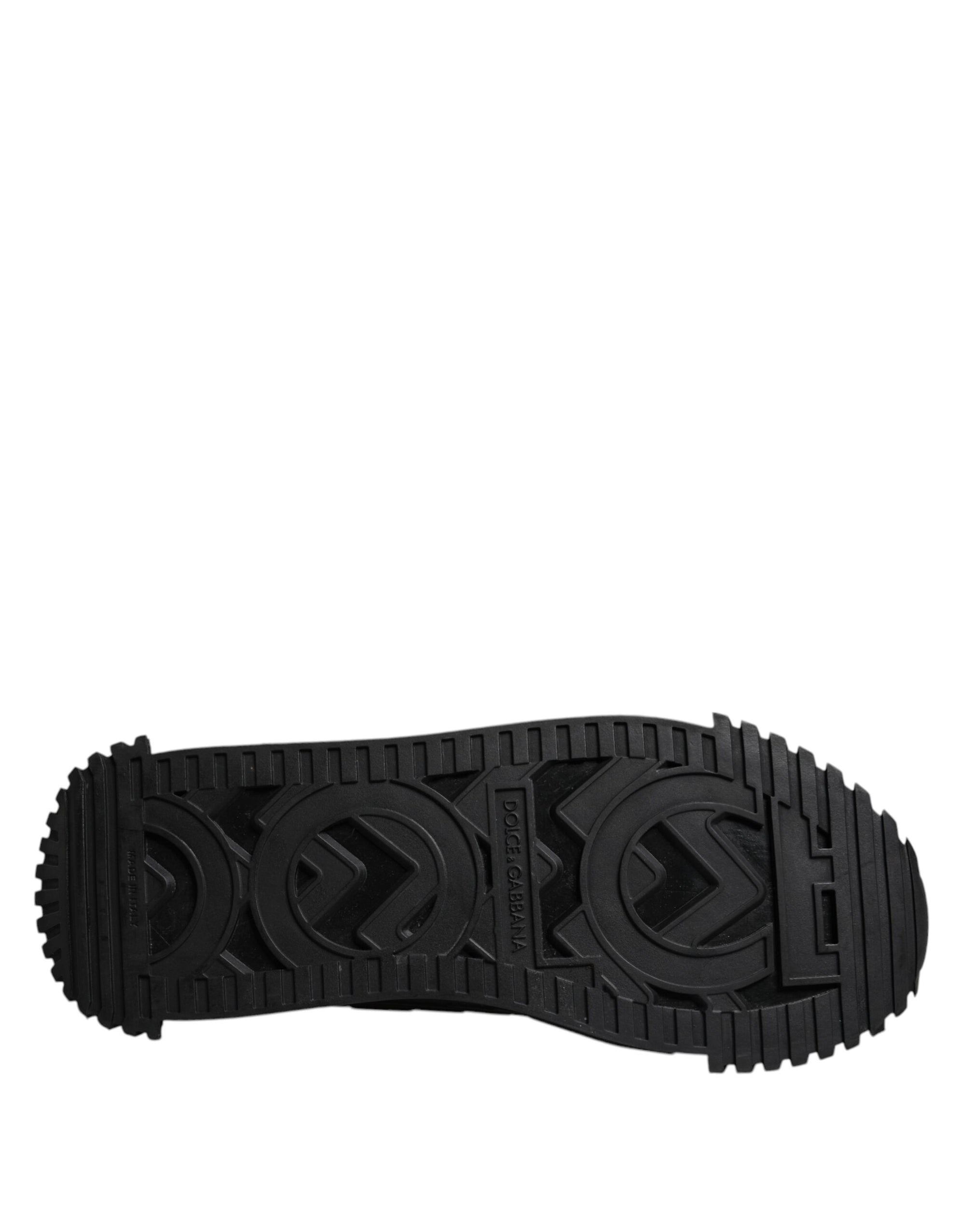Dolce &amp; Gabbana Black Logo Lace Up Low Top NS1 Sneakers Shoes