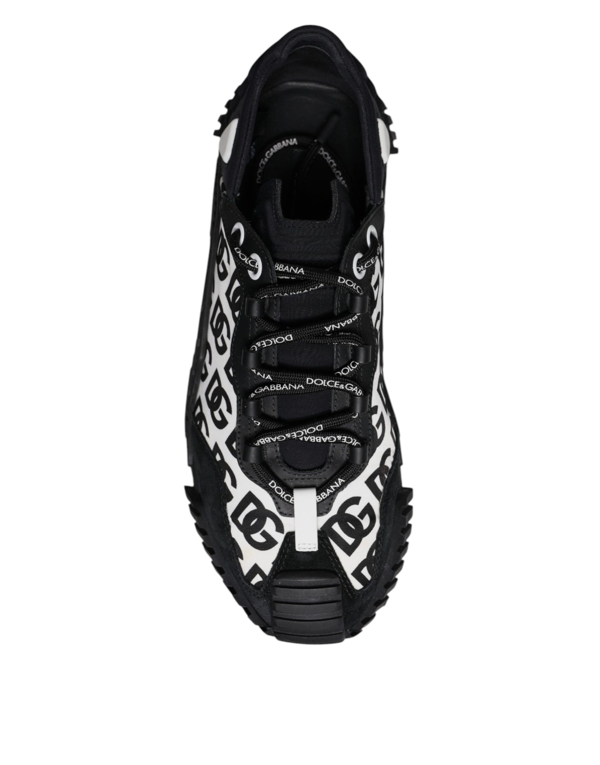 Dolce &amp; Gabbana Black Logo Lace Up Low Top NS1 Sneakers Shoes