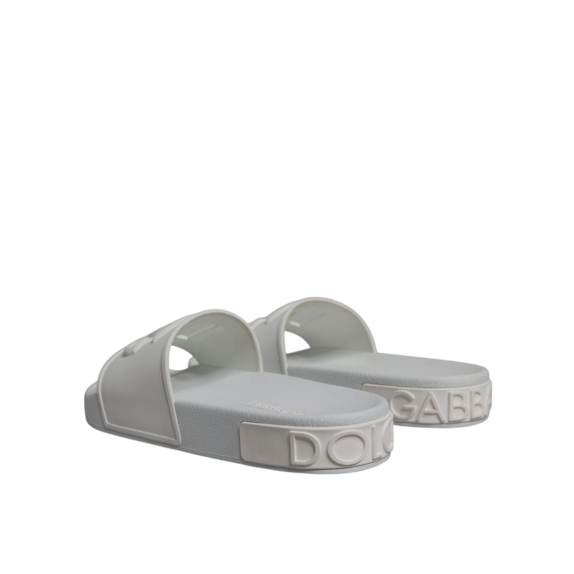 Dolce &amp; Gabbana White Rubber Slides Sandals Beachwear Shoes