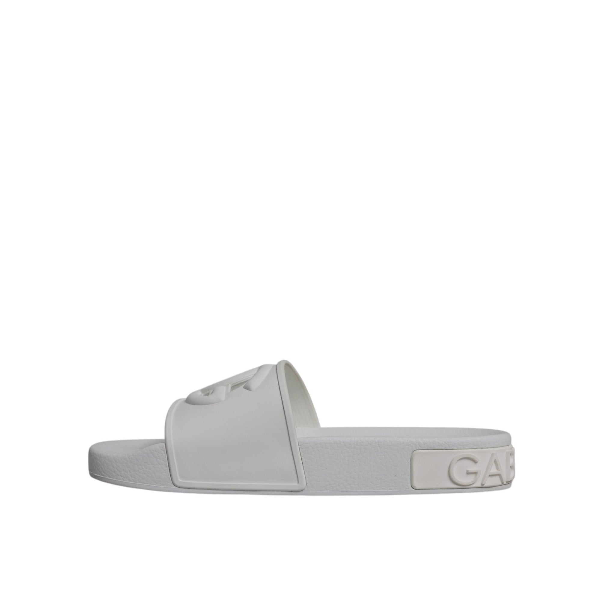 Dolce &amp; Gabbana White Rubber Slides Sandals Beachwear Shoes